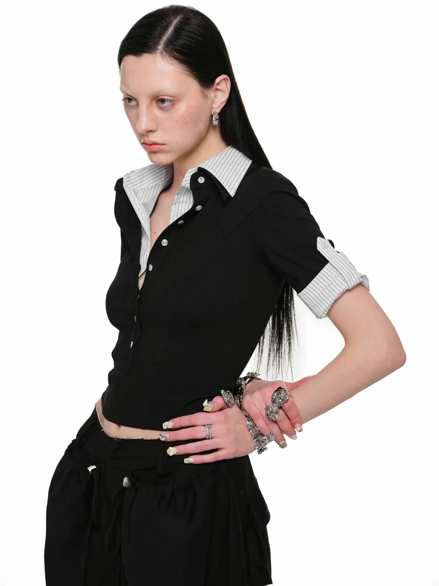 Acubi Style Layered Polo Top - Image 2