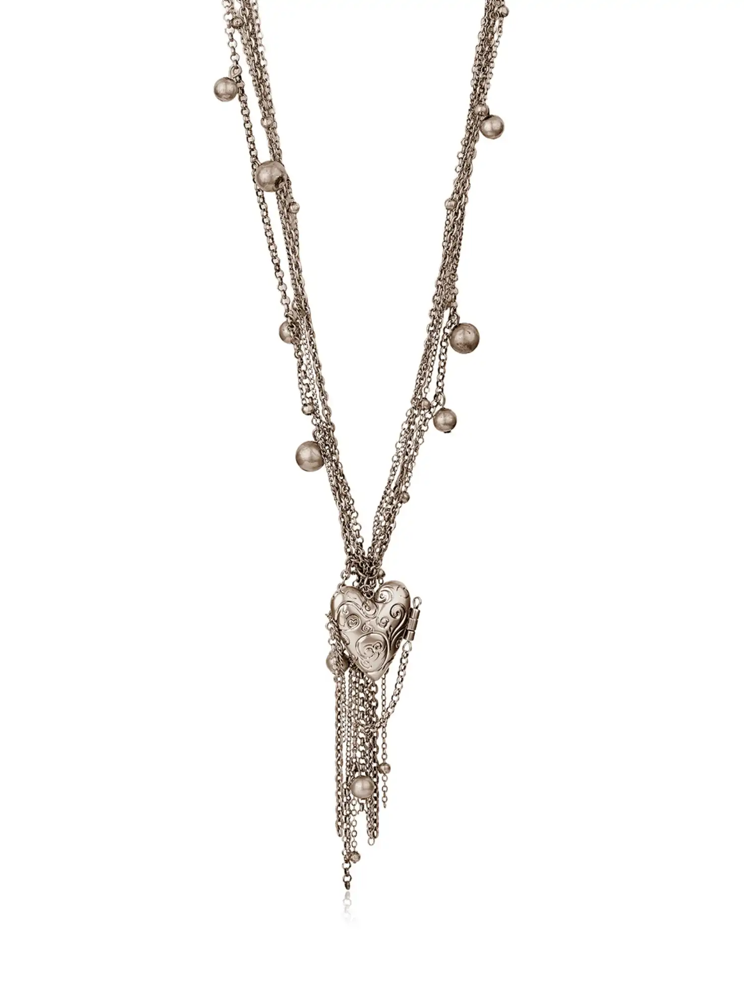 Antique Gold Heart Locket Layered Long Necklace - Image 6