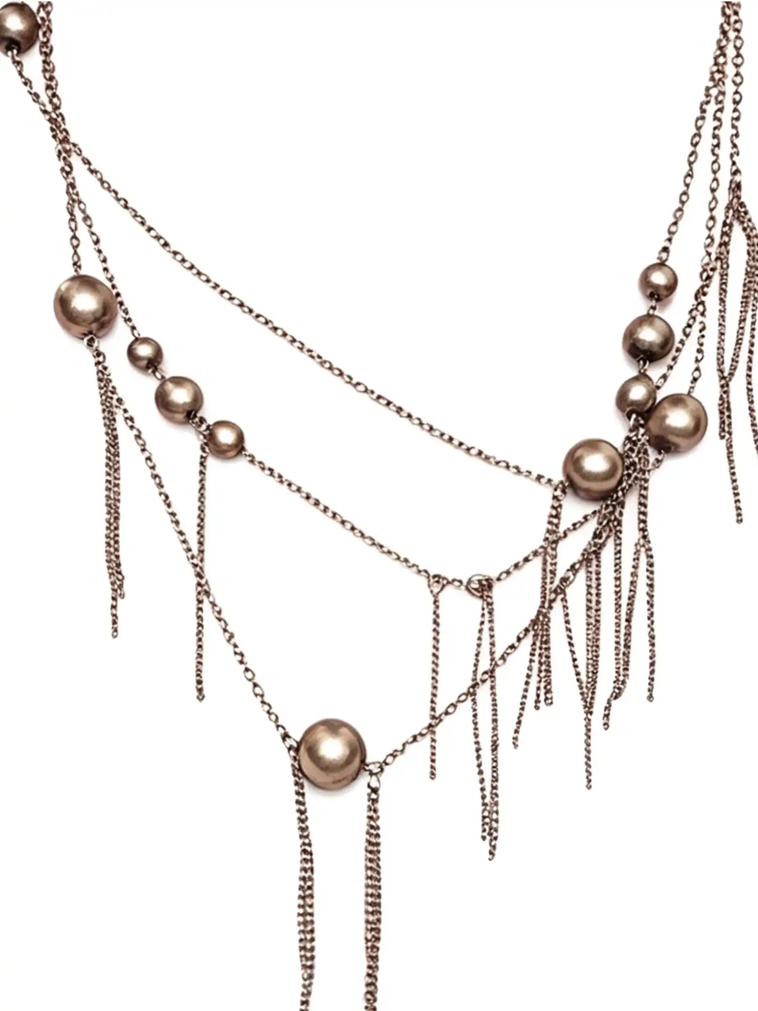 Antique Gold Heart Locket Layered Long Necklace - Image 7