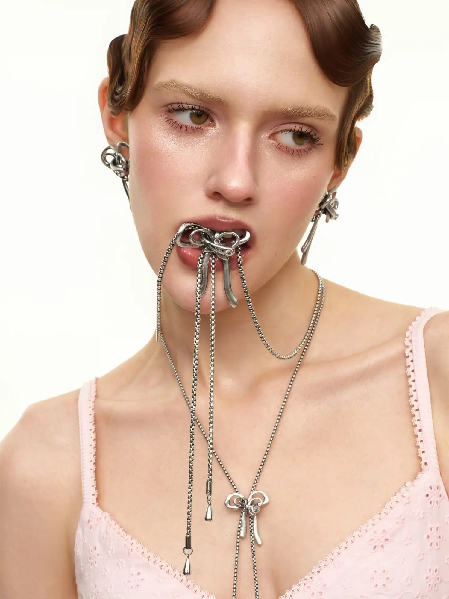 Antique Sculptural Bow Lariat Necklace