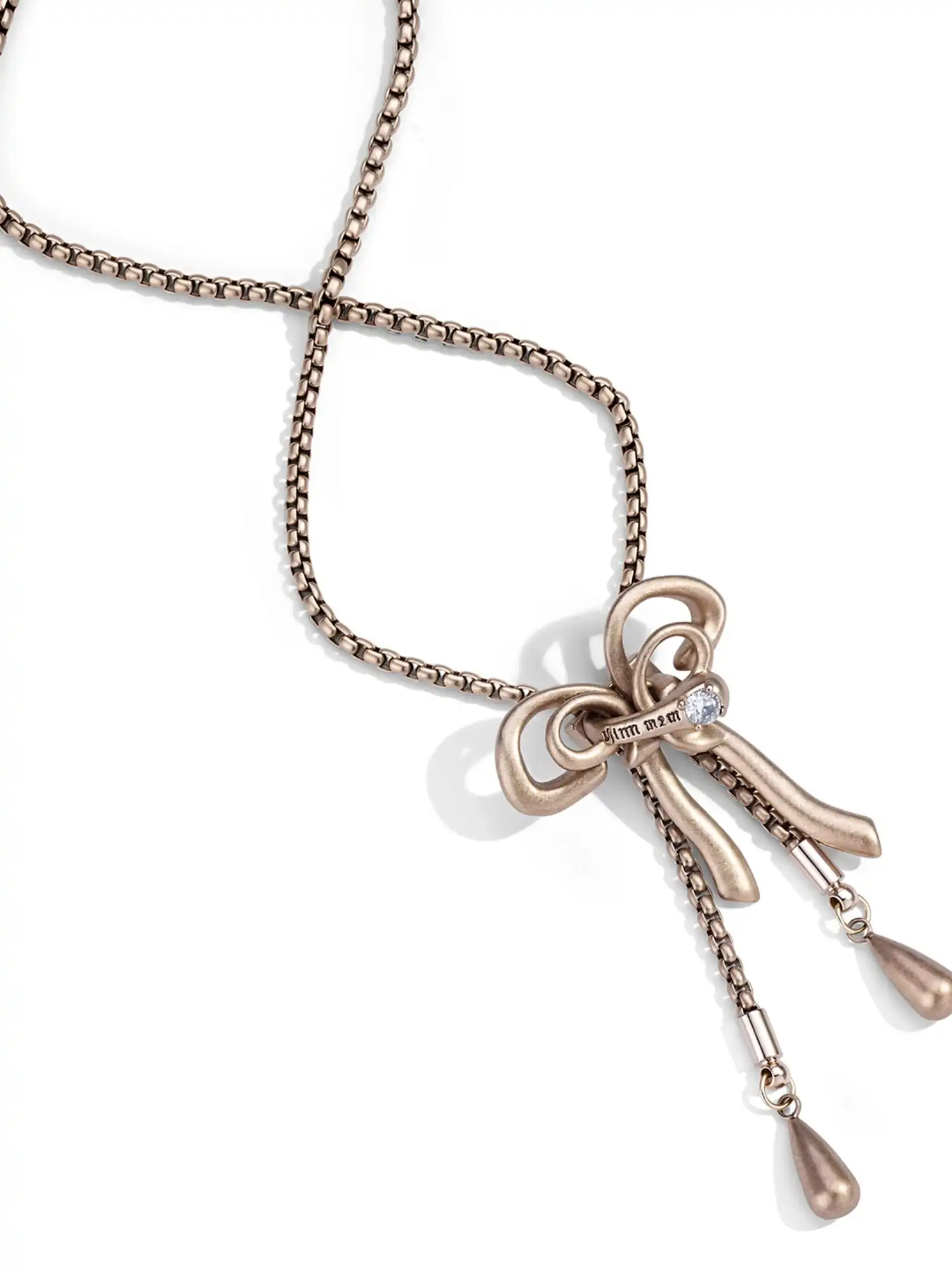 Antique Sculptural Bow Lariat Necklace - Image 10