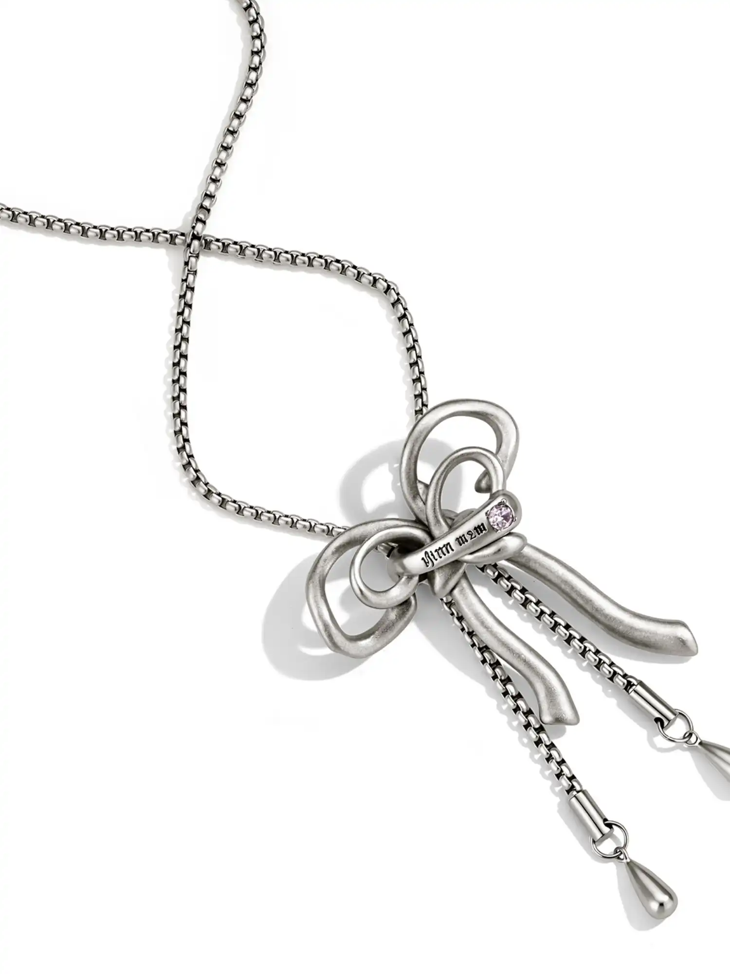 Antique Sculptural Bow Lariat Necklace - Image 7