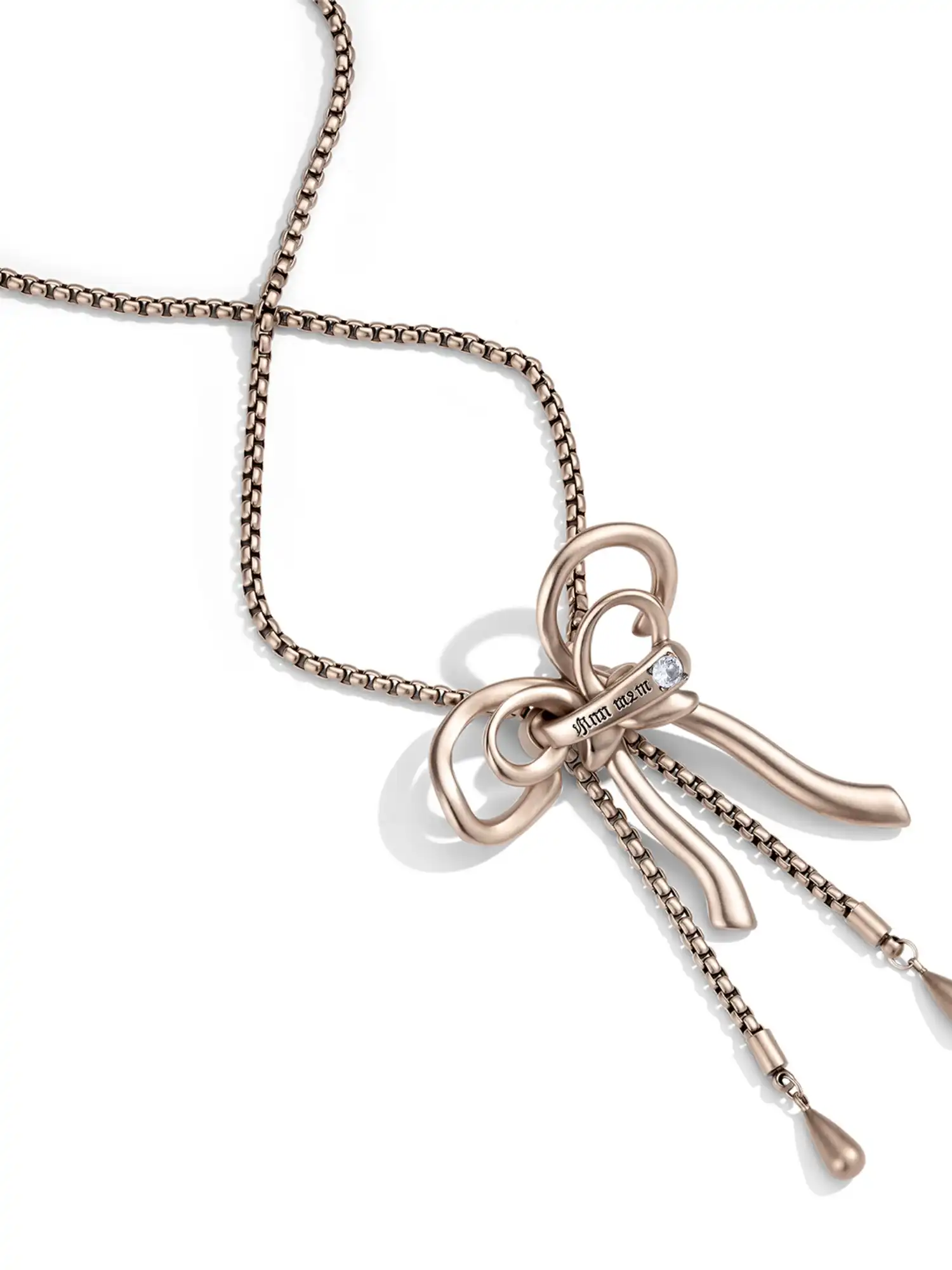 Antique Sculptural Bow Lariat Necklace - Image 8