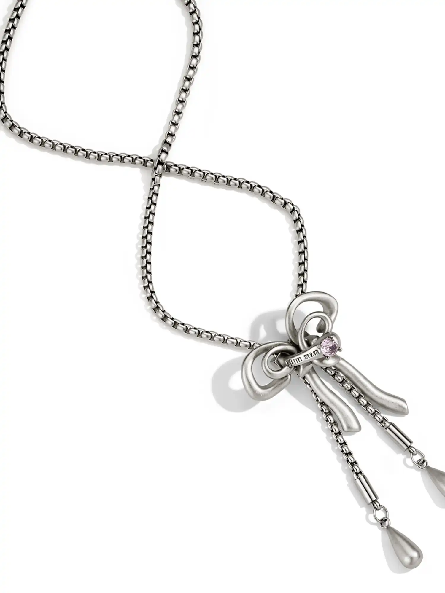 Antique Sculptural Bow Lariat Necklace - Image 9