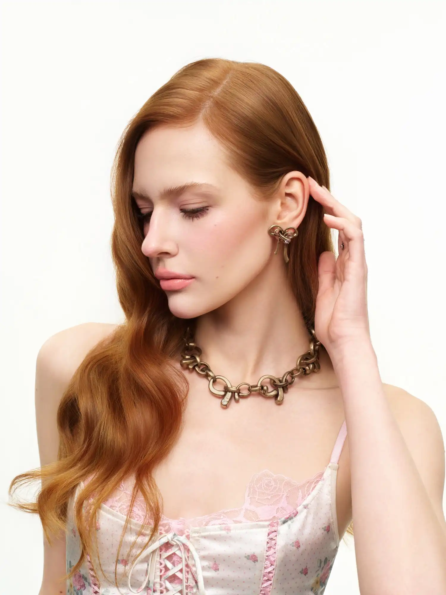 Antiqued Sculptural Bow Statement Earrings - Image 5