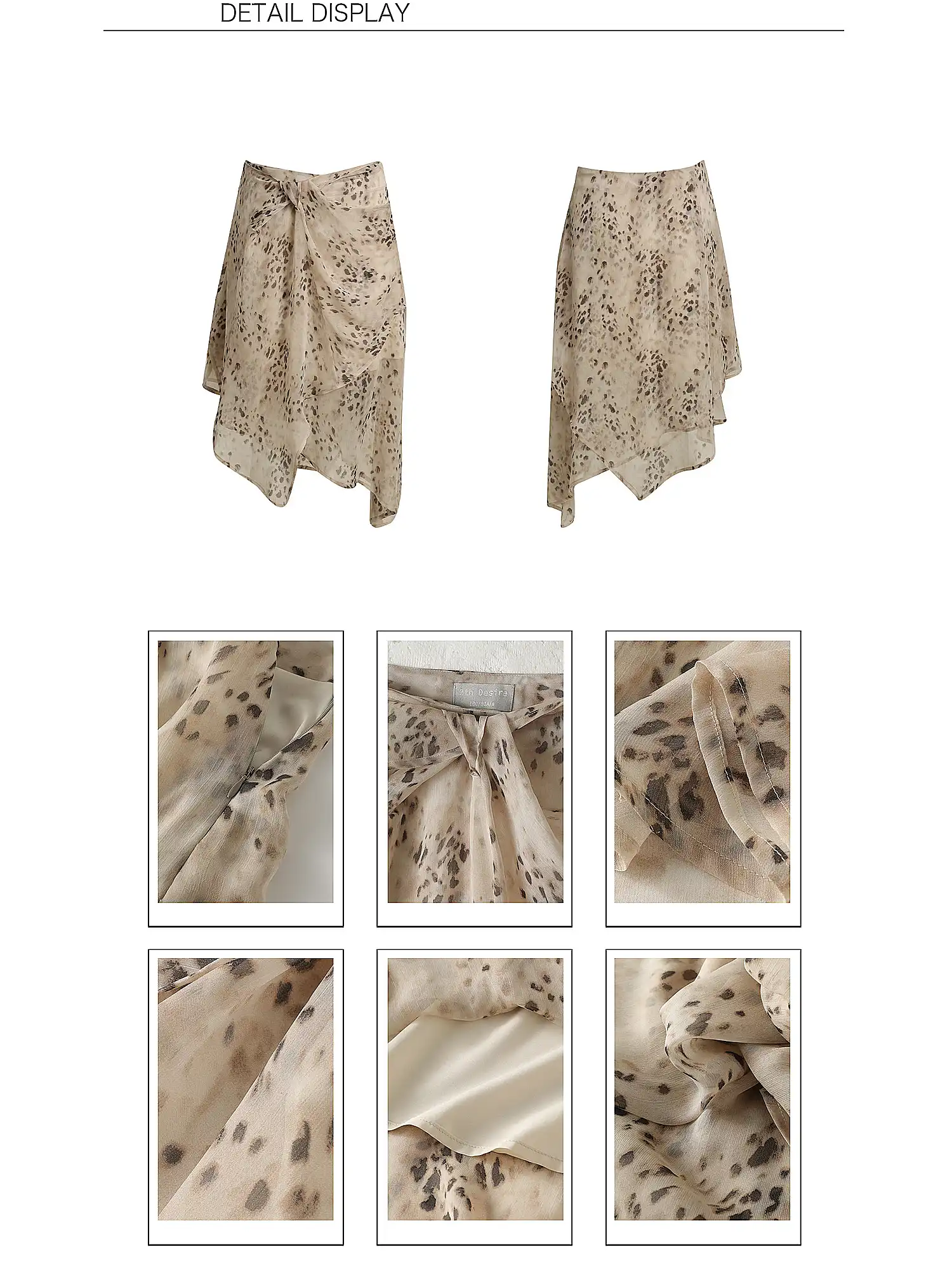 Asymmetric Bias Cut Sheer Skirt Faded Leopard - Image 9