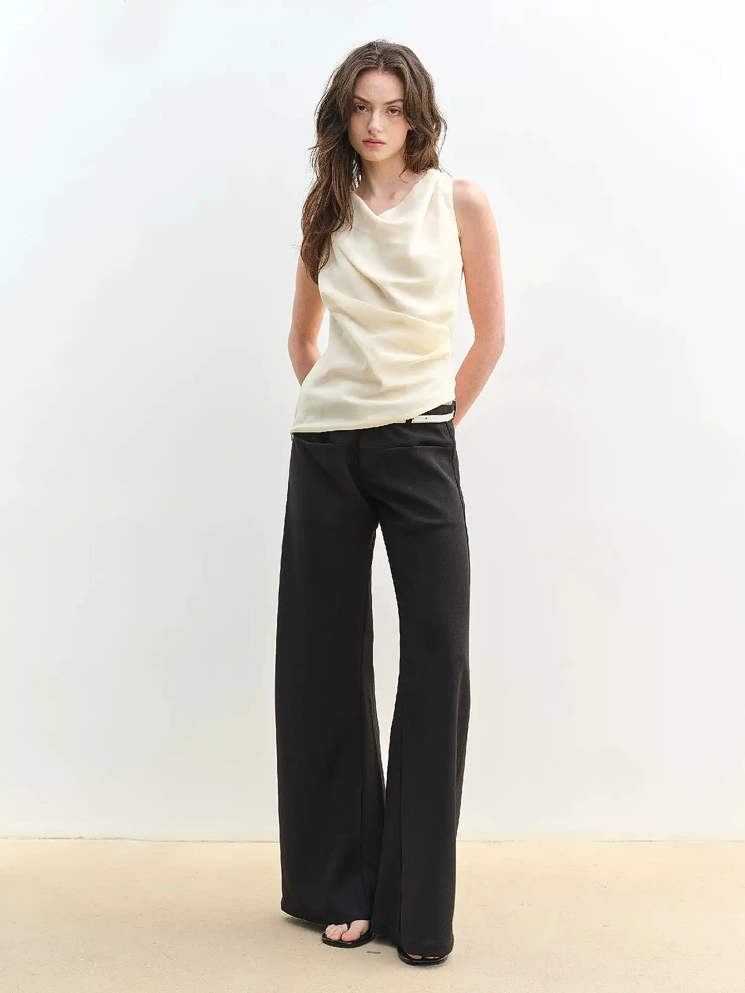 Asymmetric Cowl Neck Draped Tank Top - Image 5