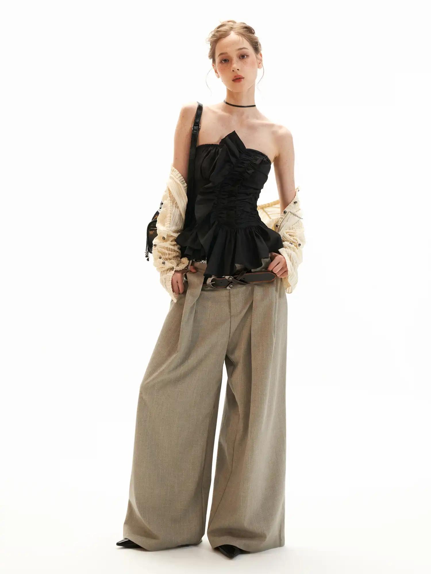 Asymmetric Ruched Strapless Bustier Top - Image 13