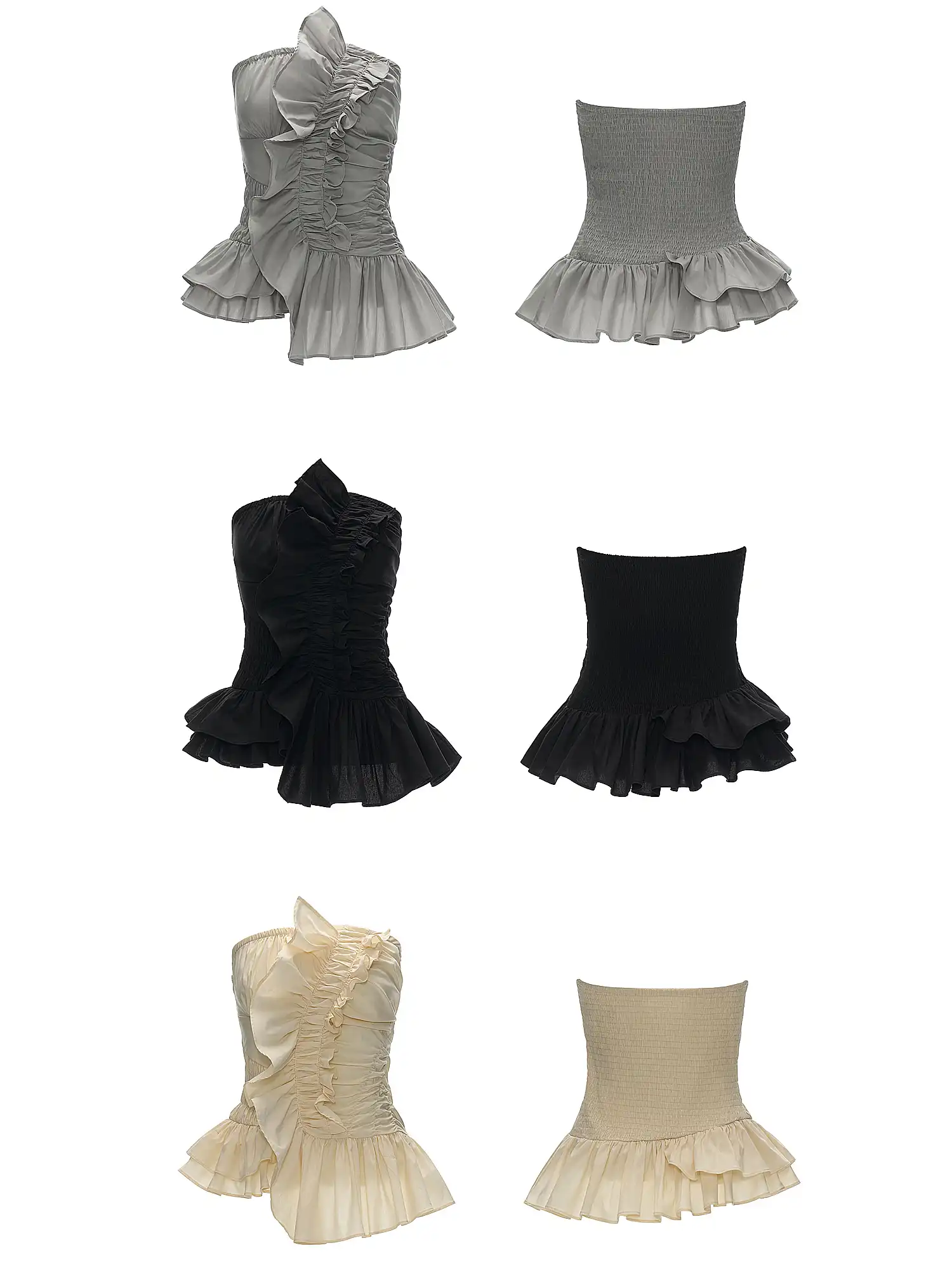 Asymmetric Ruched Strapless Bustier Top - Image 4