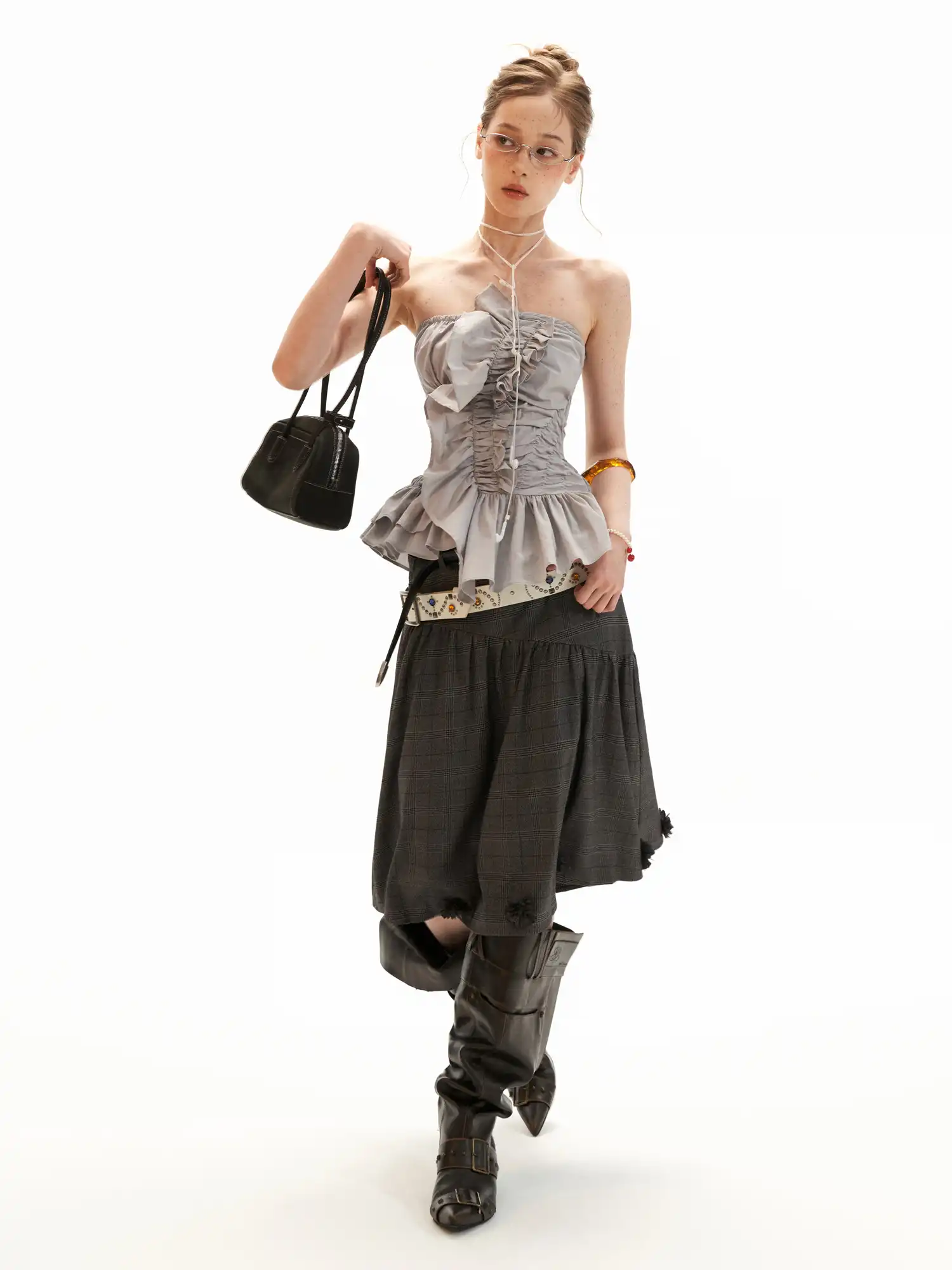 Asymmetric Ruched Strapless Bustier Top - Image 5