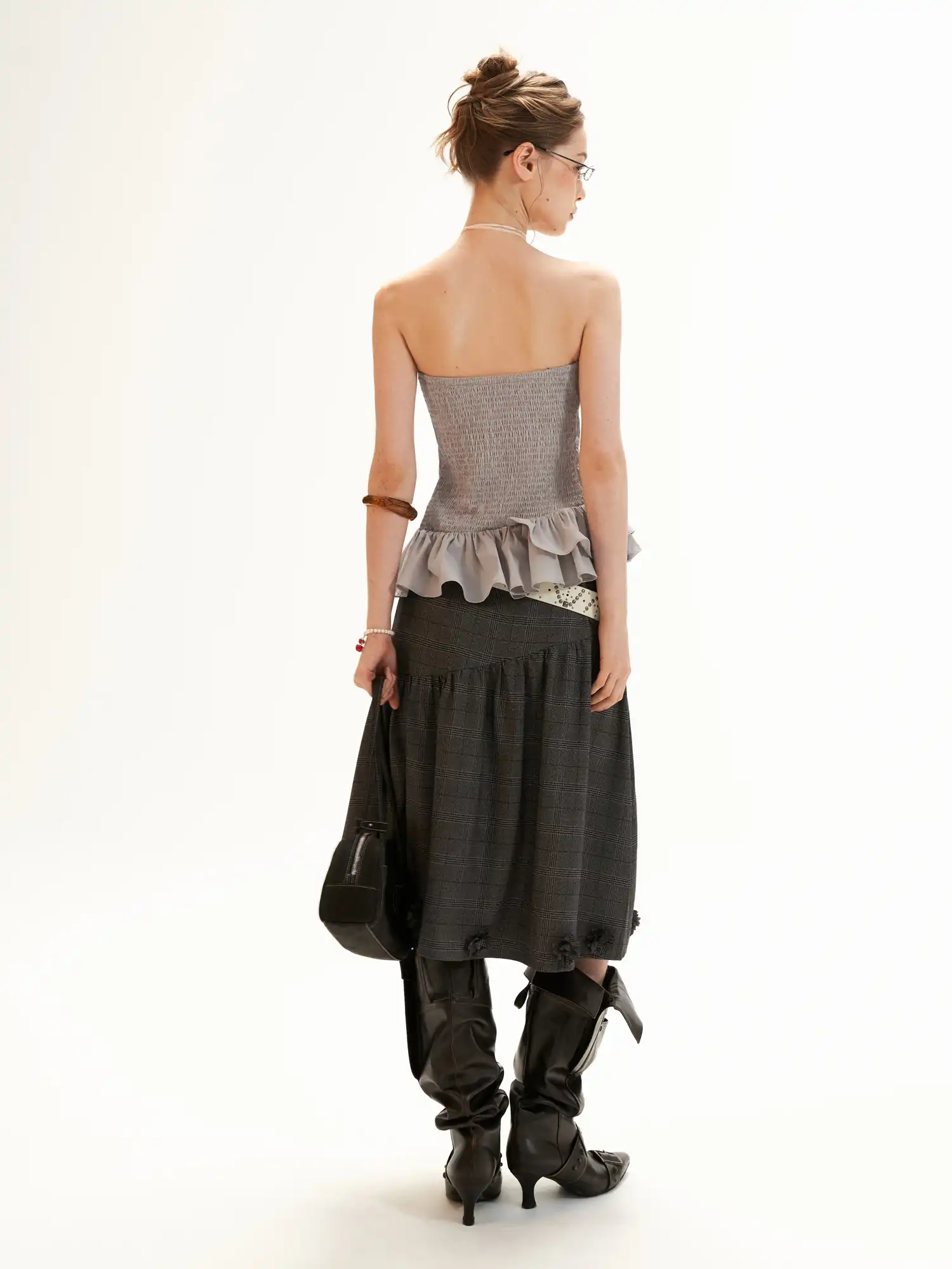 Asymmetric Ruched Strapless Bustier Top - Image 6