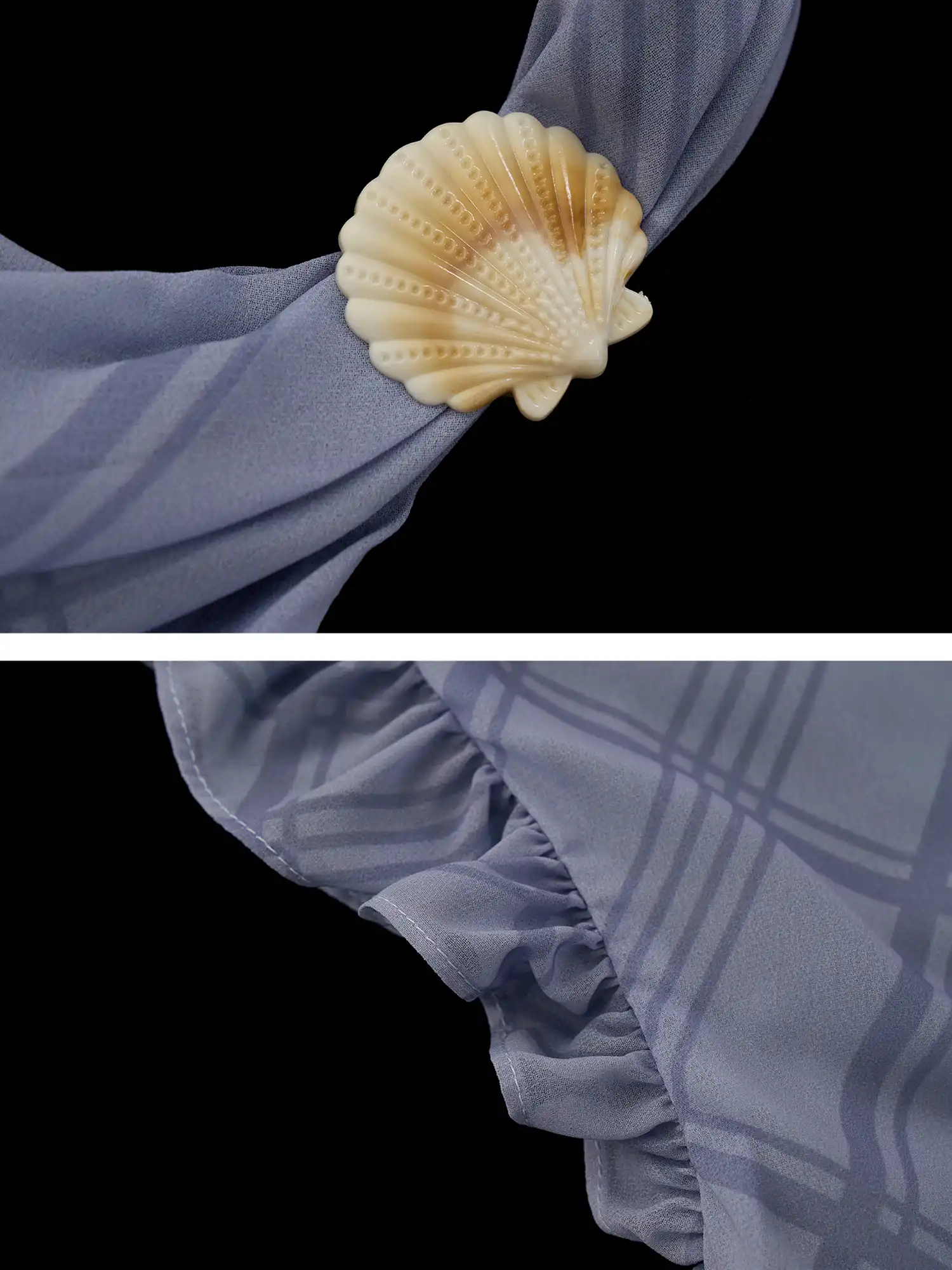 Asymmetric Ruffle Chiffon Tank Top with Grid Print - Image 6