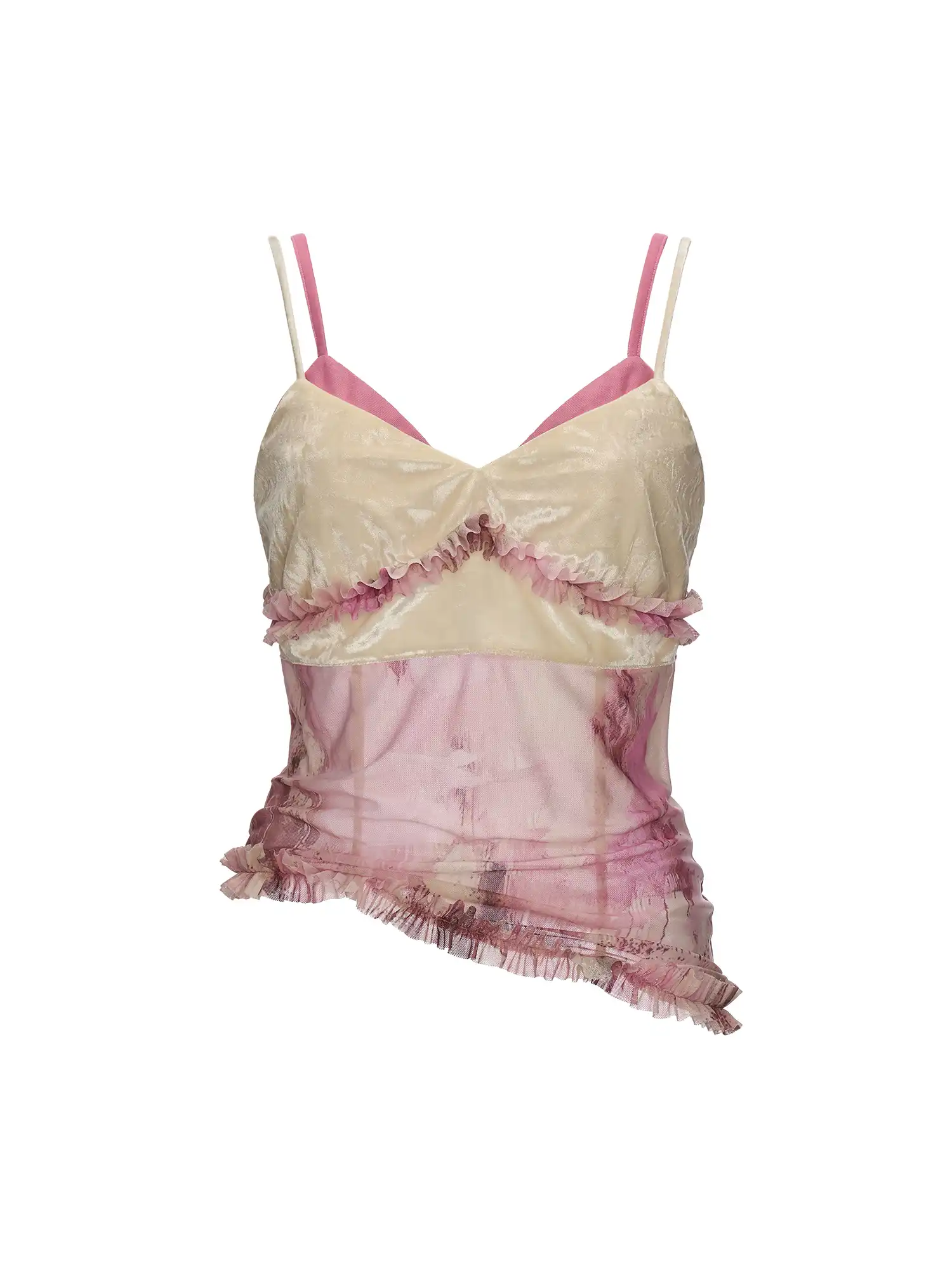 Asymmetric Ruffle Hem Cami Layered Top - Image 4
