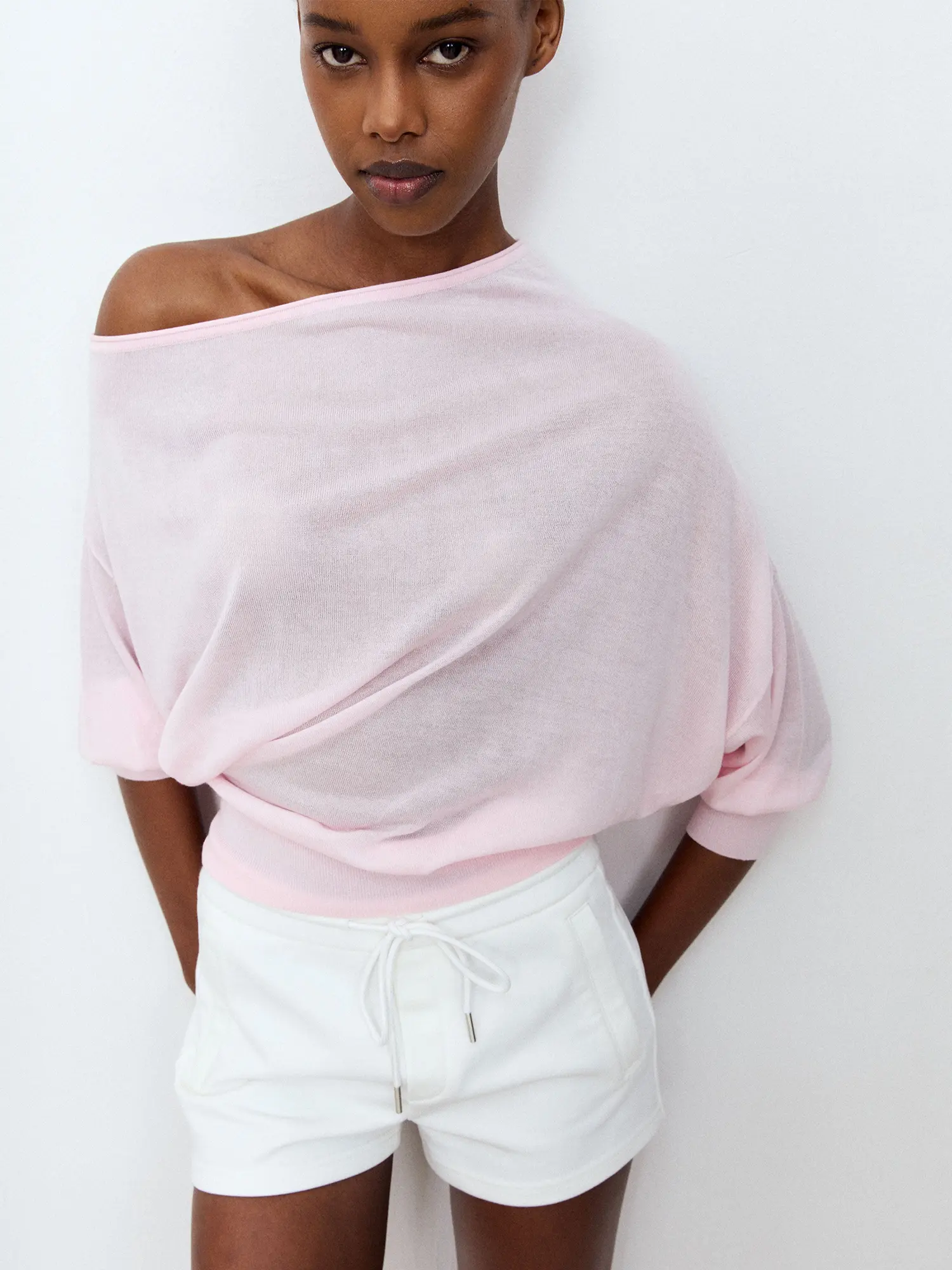 Asymmetric Sheer Knit Top - Image 3