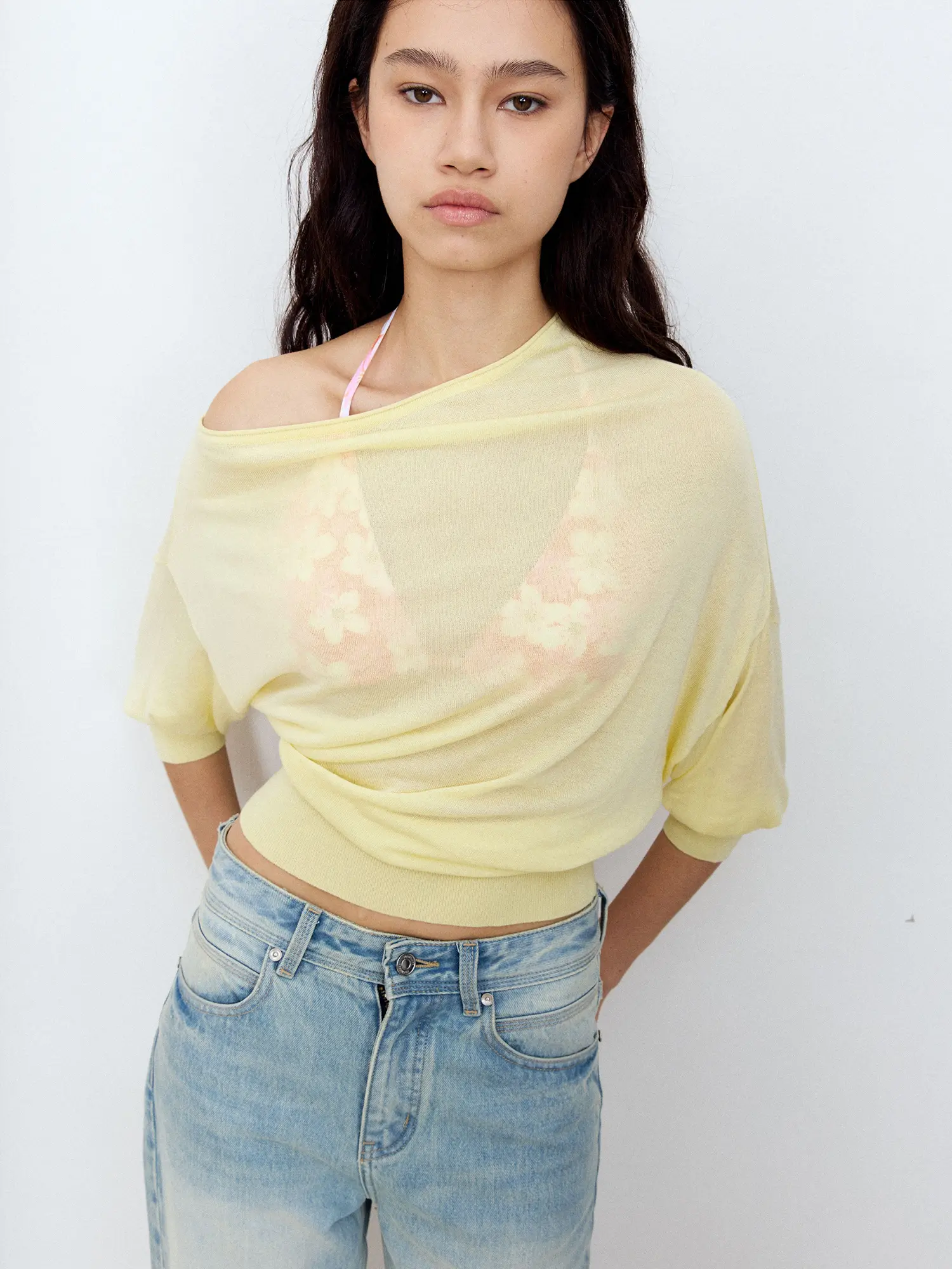Asymmetric Sheer Knit Top - Image 6