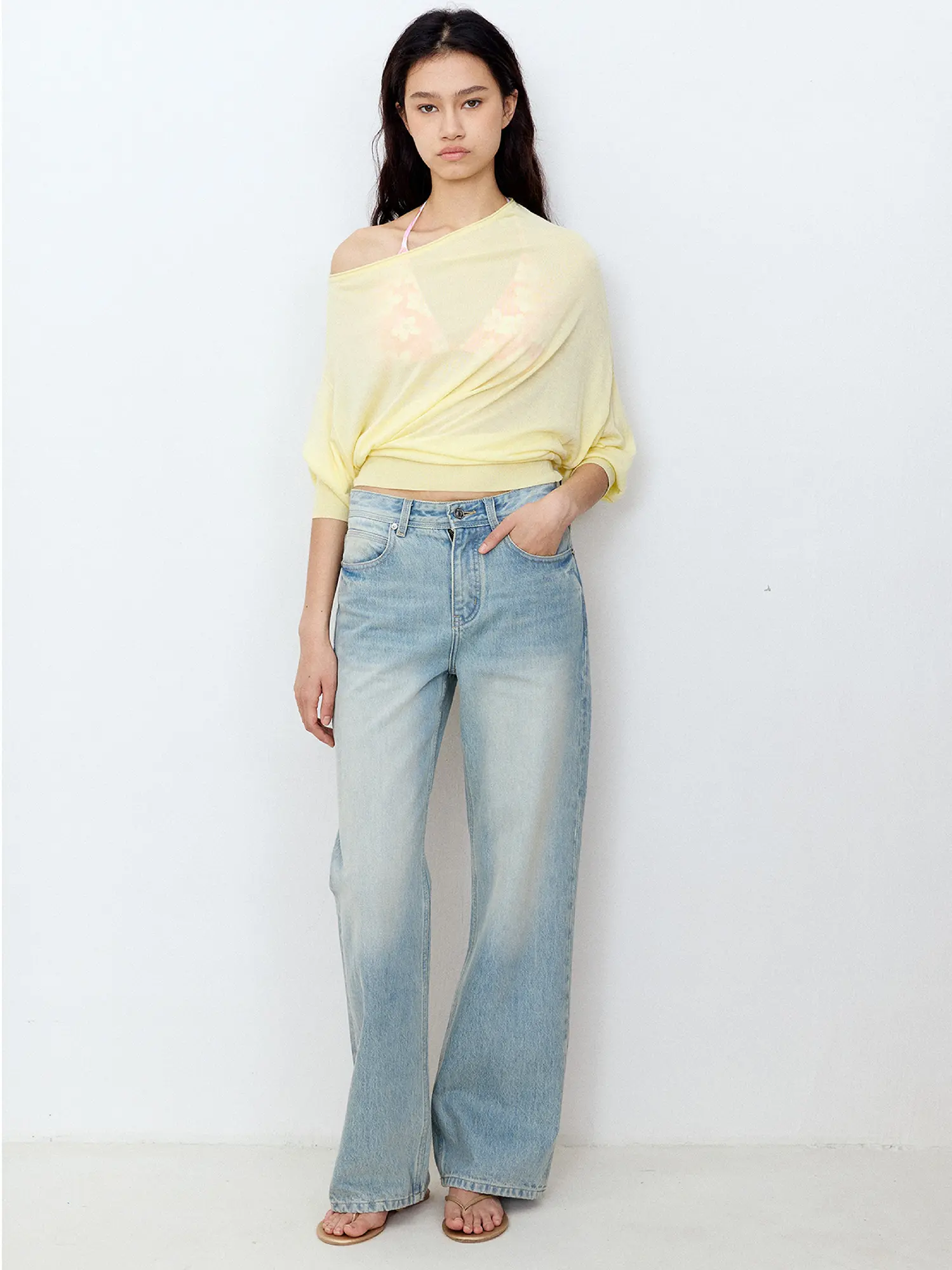 Asymmetric Sheer Knit Top - Image 7