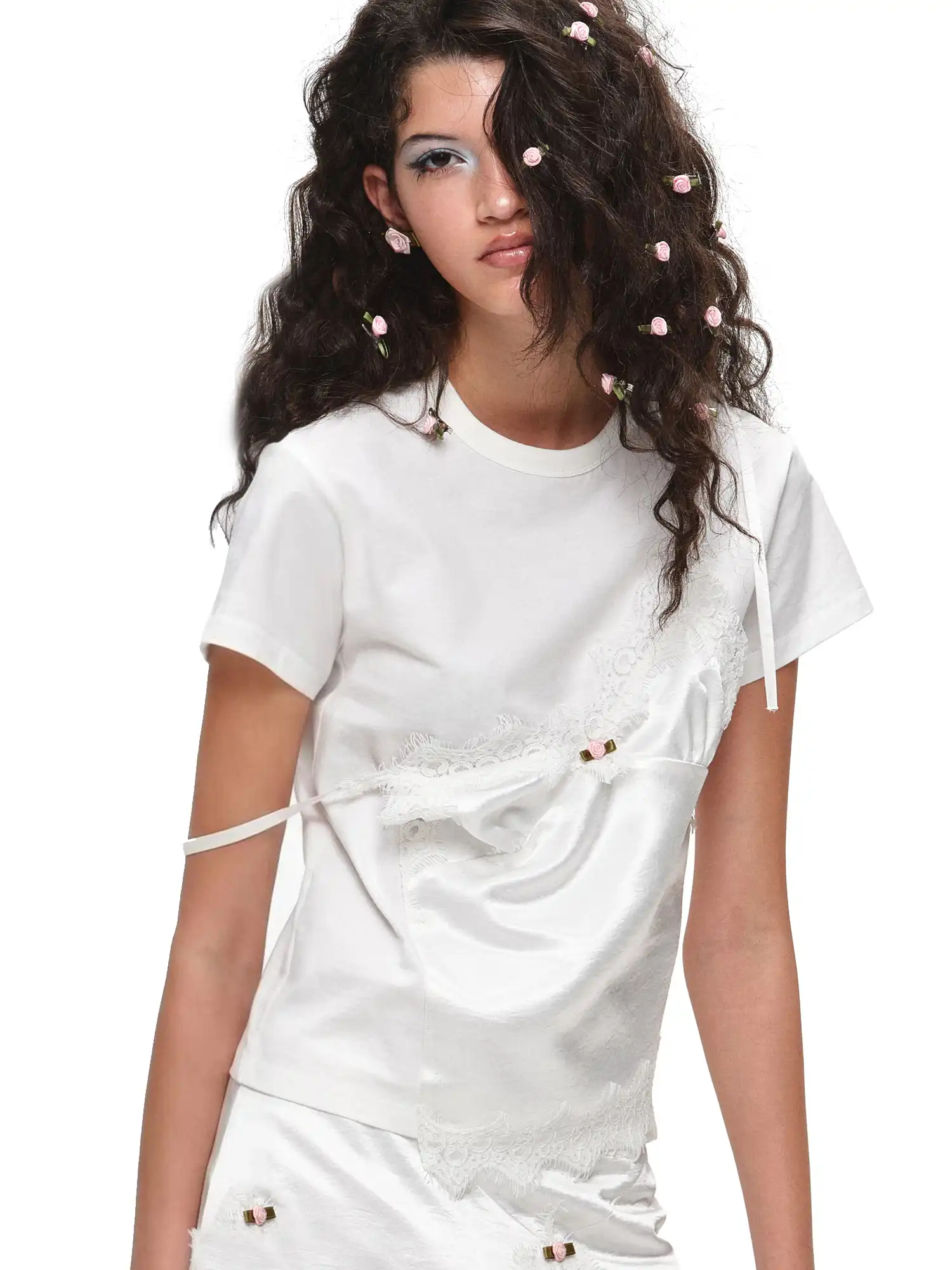 Asymmetrical Satin Lace Top