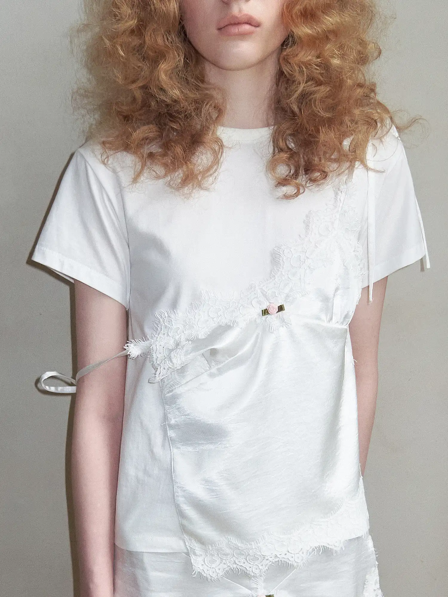 Asymmetrical Satin Lace Top - Image 2