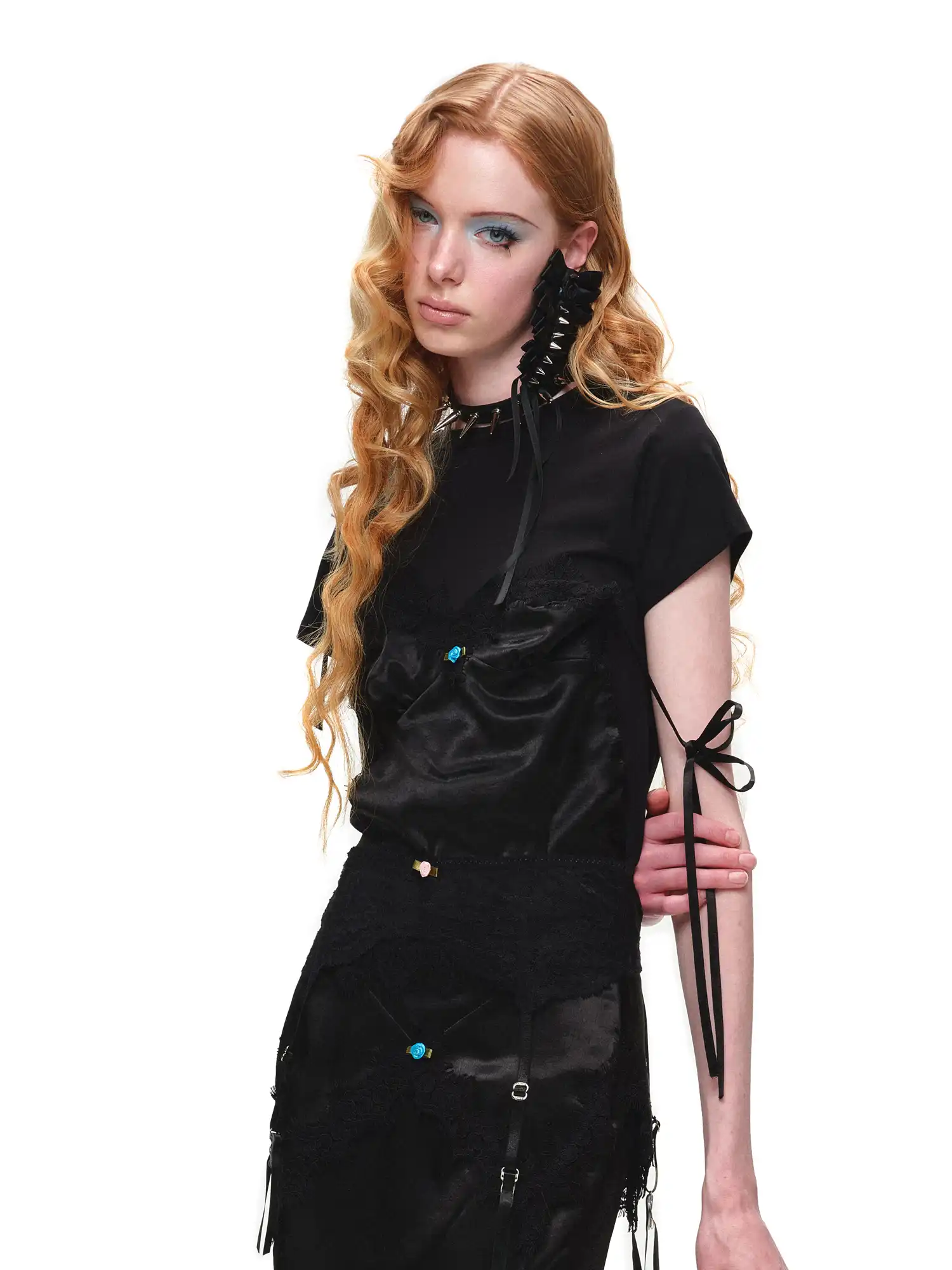 Asymmetrical Satin Lace Top - Image 7