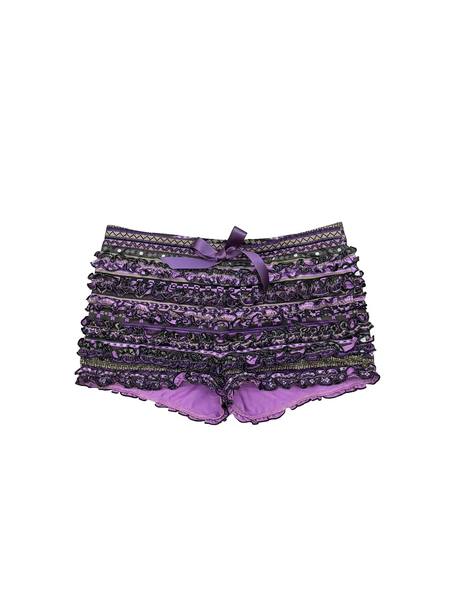 Aztec Print Tiered Ruffled Shorts - Image 2