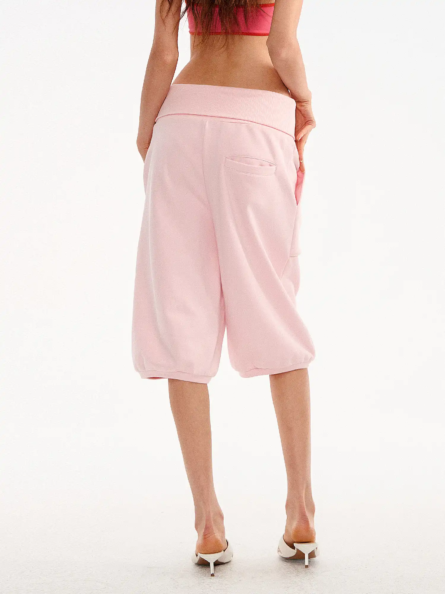 Ballet Pink Foldover Capri Sweatpants - Image 2