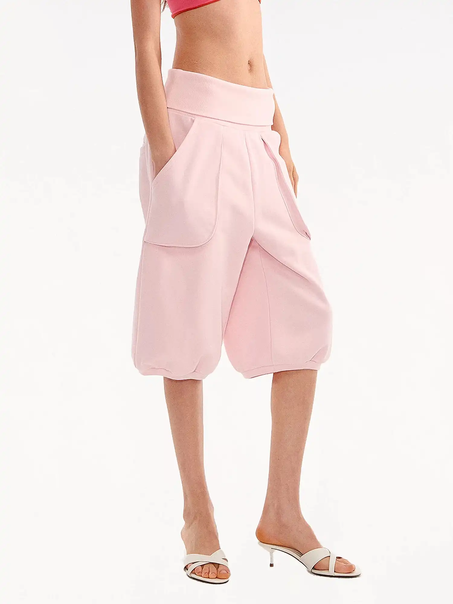 Ballet Pink Foldover Capri Sweatpants - Image 4