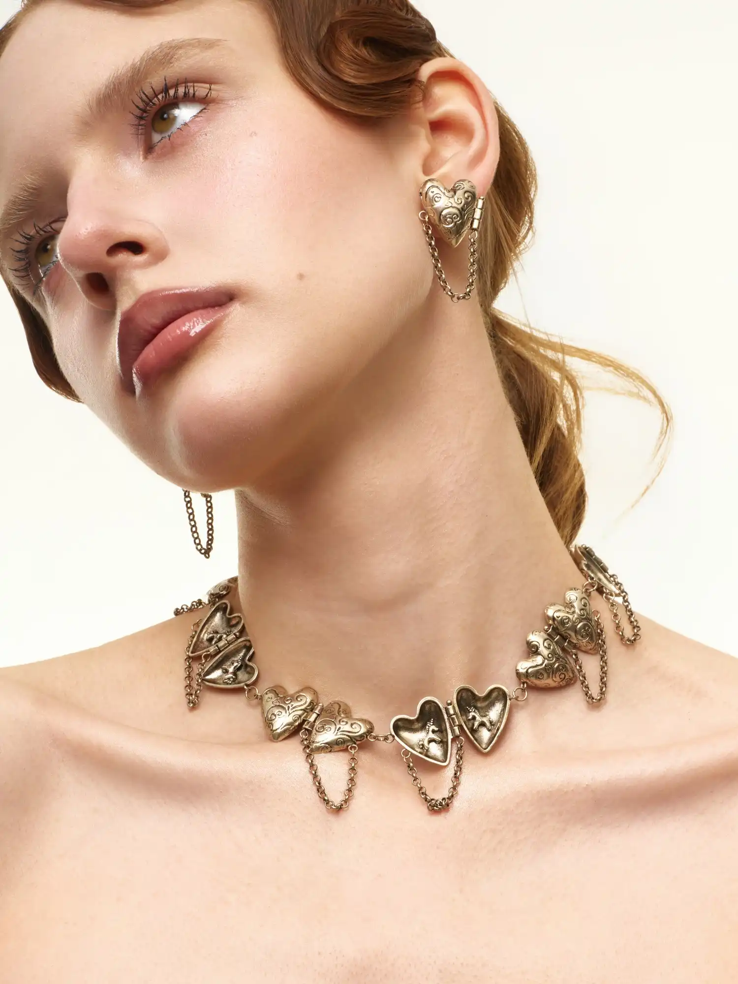Baroque Scroll Heart Locket Choker Necklace