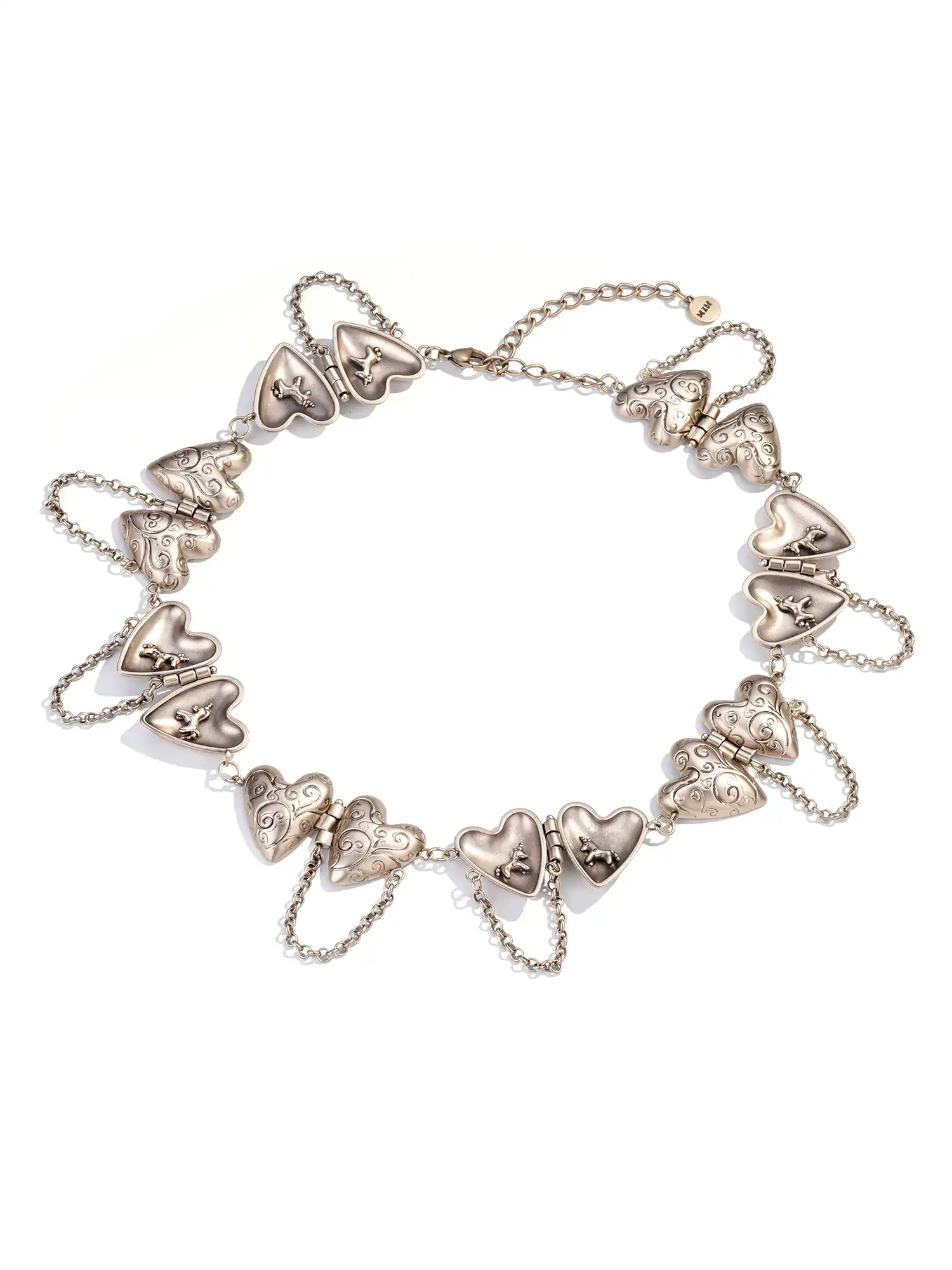 Baroque Scroll Heart Locket Choker Necklace - Image 7