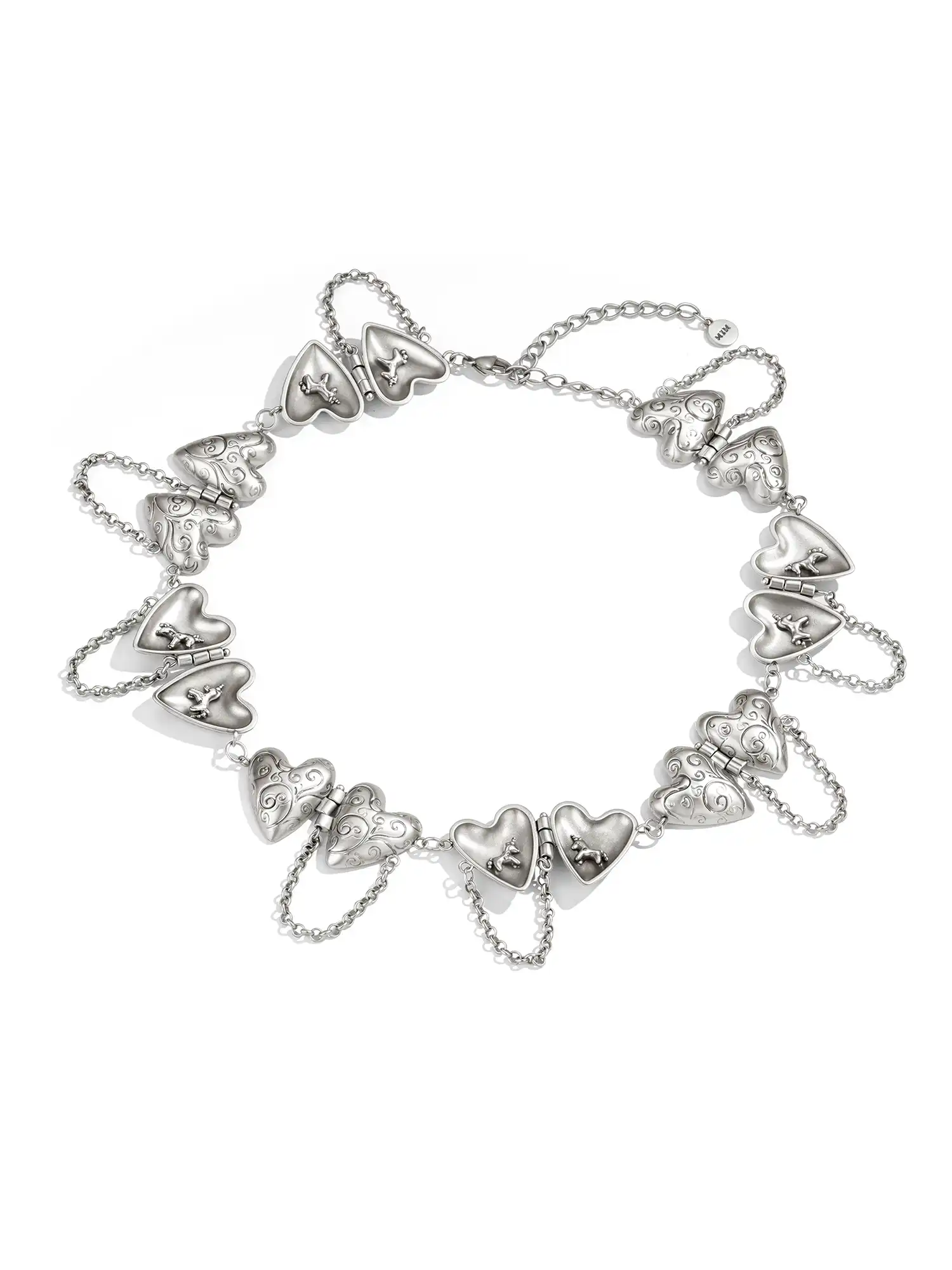 Baroque Scroll Heart Locket Choker Necklace - Image 8
