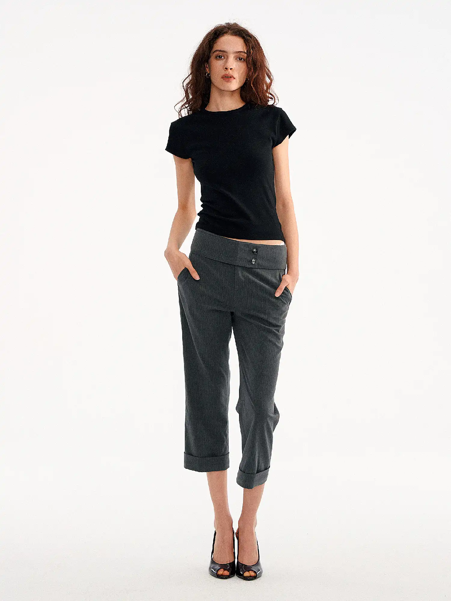 Basic Brushed Fitted Cropped T Shirt - Image 10