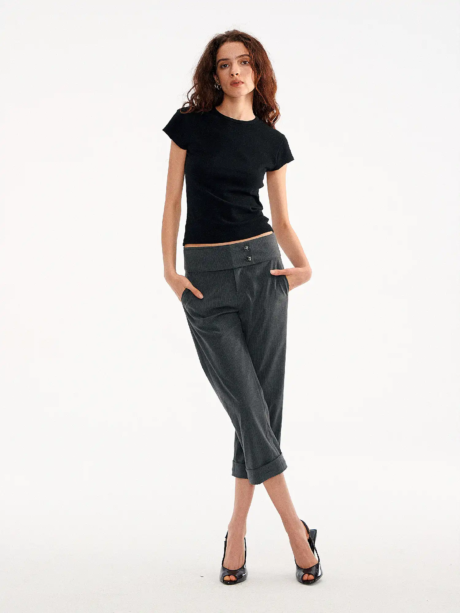 Basic Brushed Fitted Cropped T Shirt - Image 11