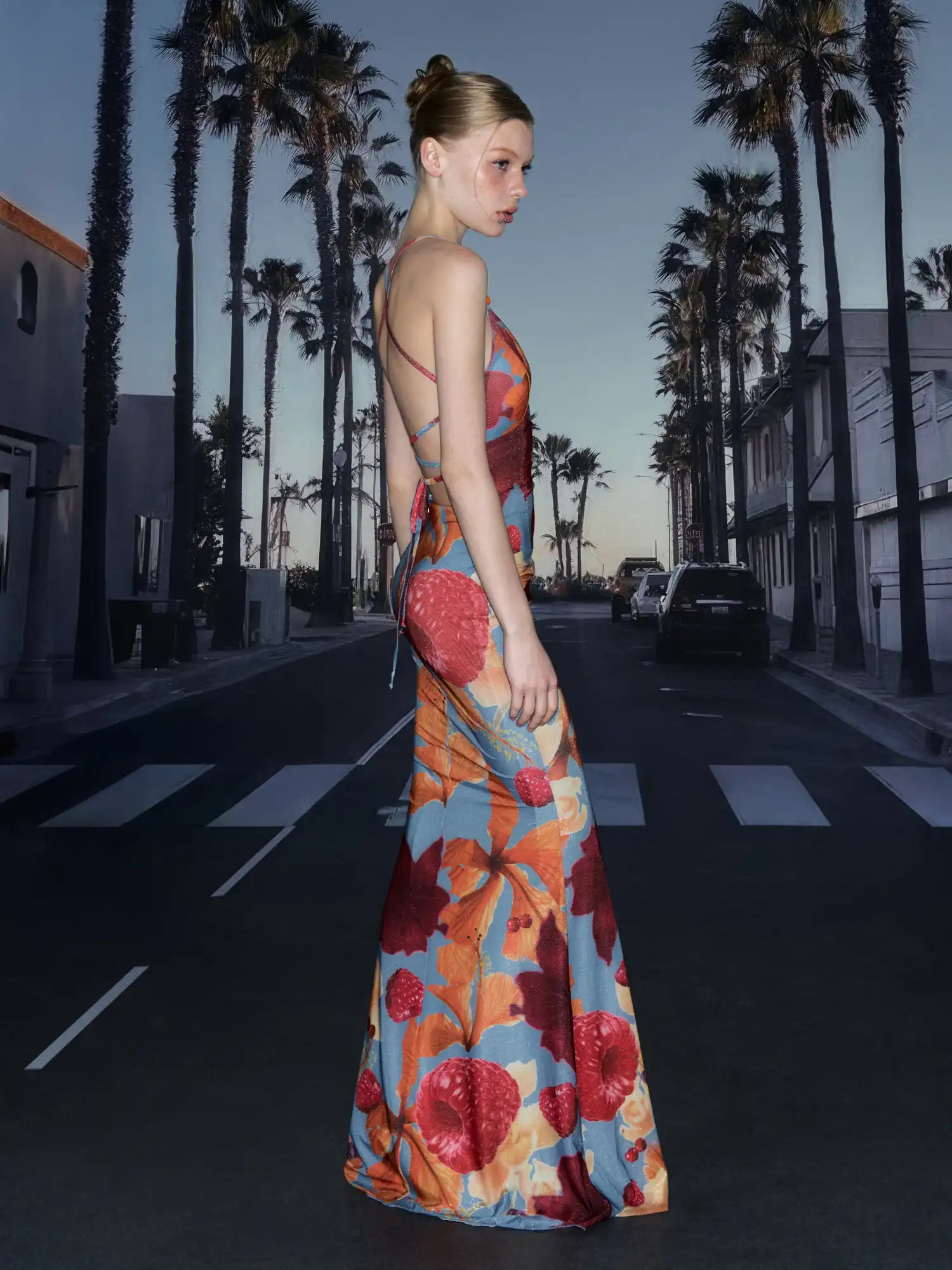 Beaded Strap Tropical Hibiscus Long Dress - Image 6