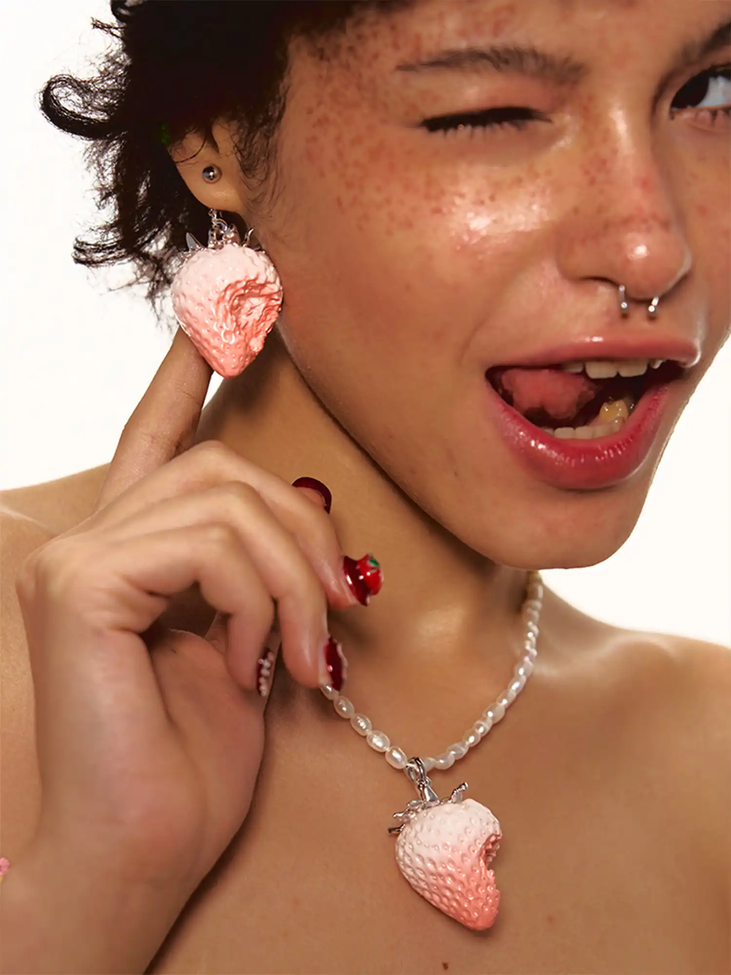 Bitten Strawberry Earring - Image 5