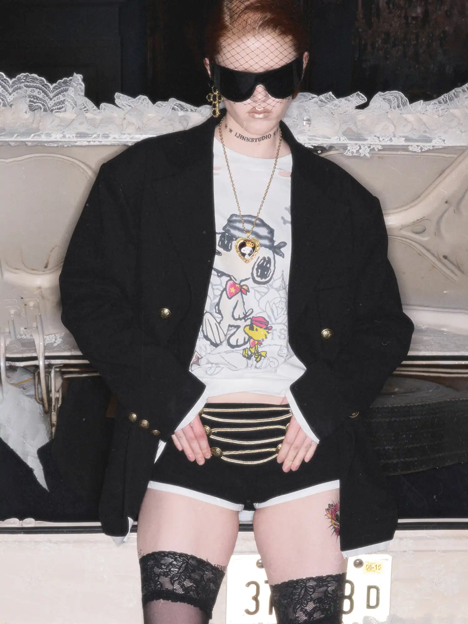 Black Double-Breasted Oversized Blazer