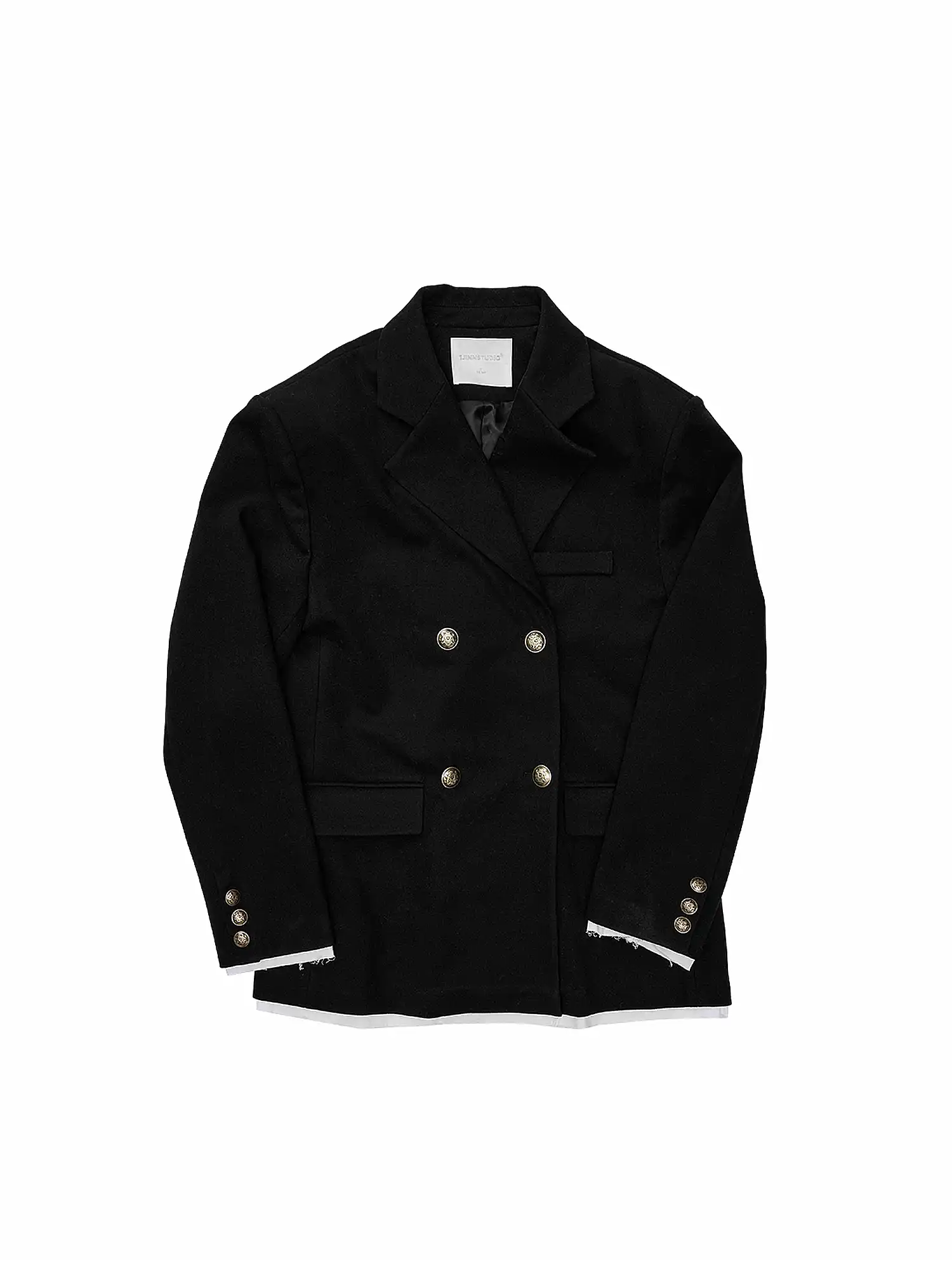 Black Double-Breasted Oversized Blazer - Image 2