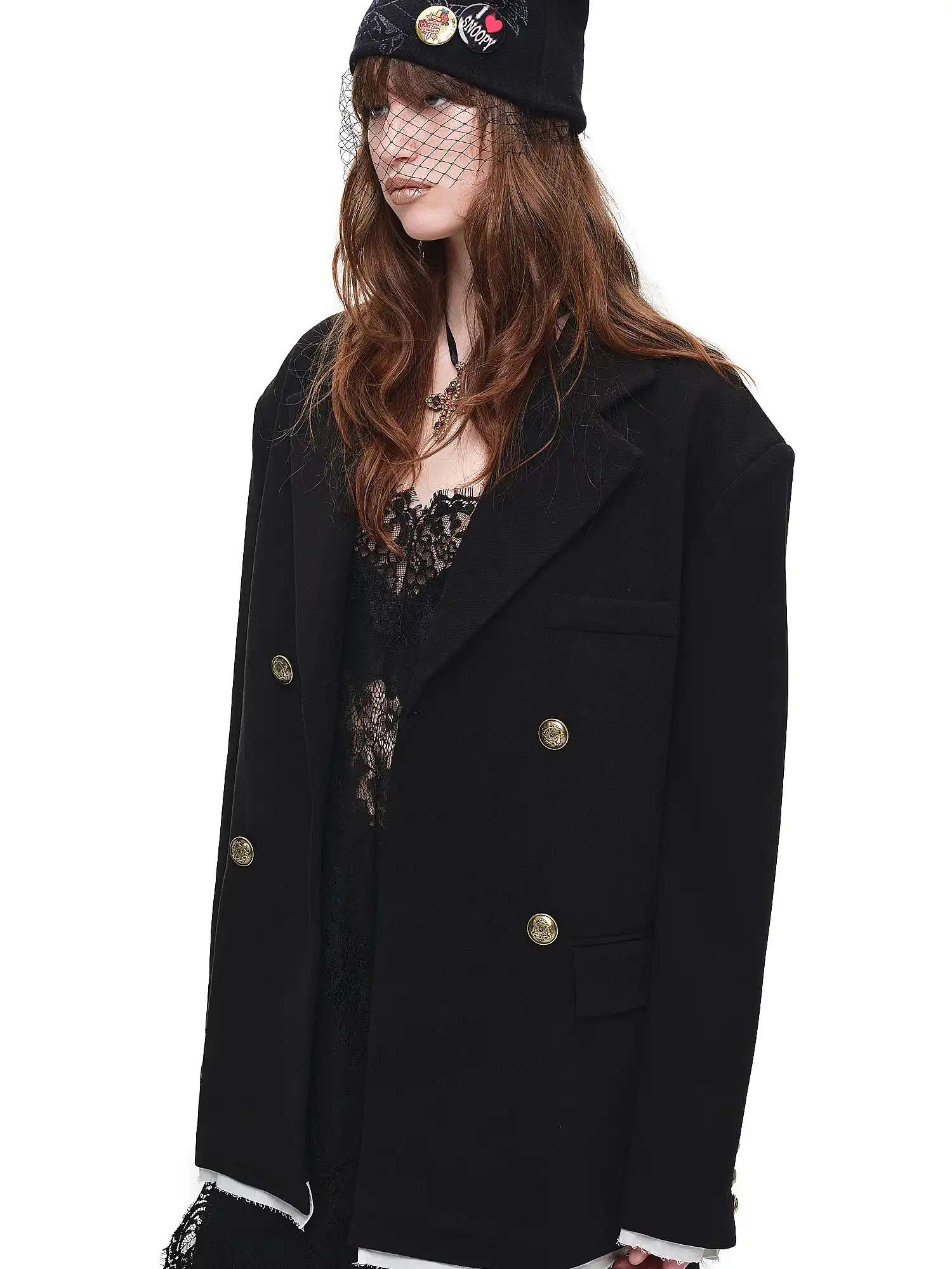 Black Double-Breasted Oversized Blazer - Image 4