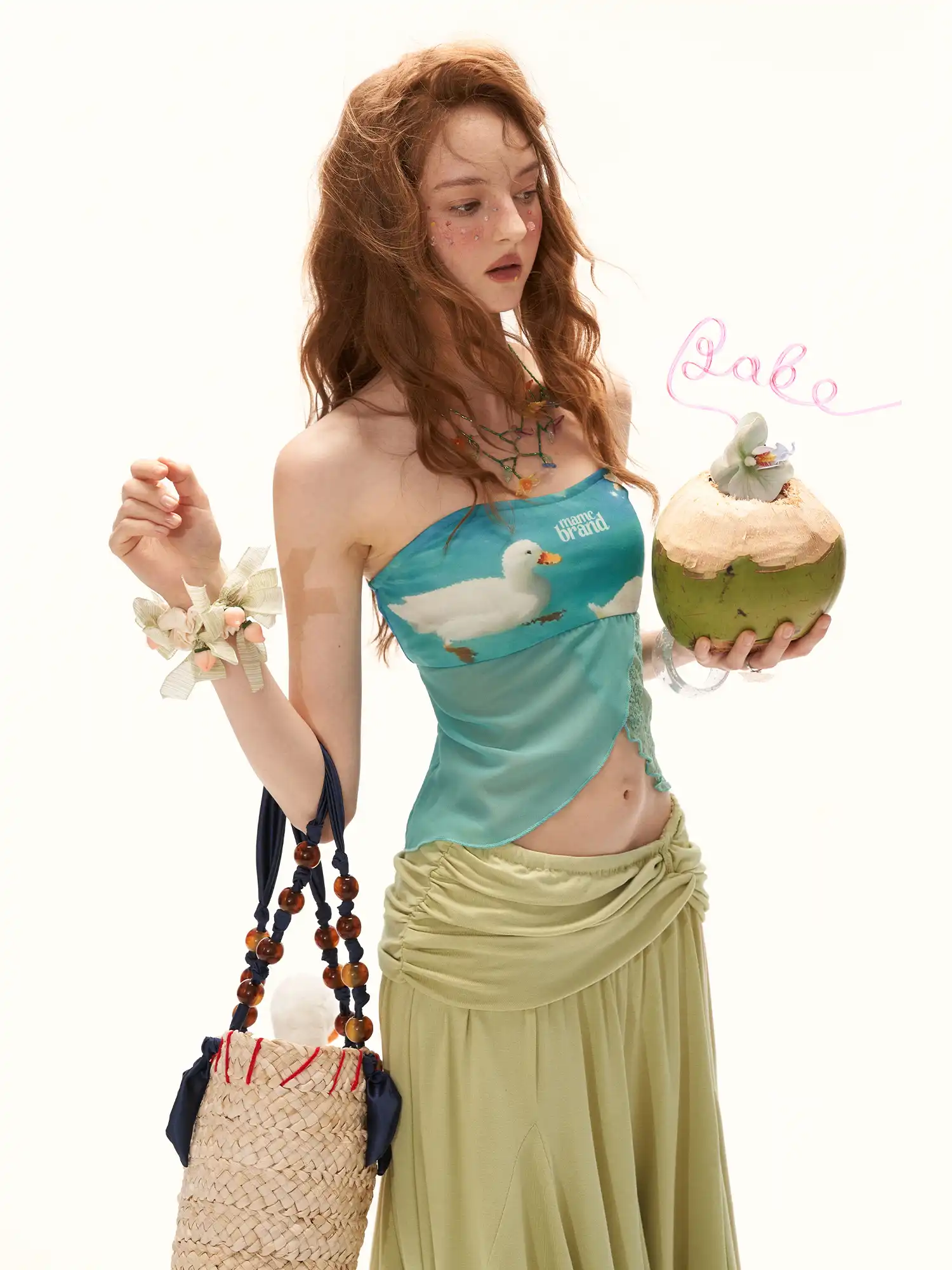 Blue Lace Split Front Tube Top - Image 2