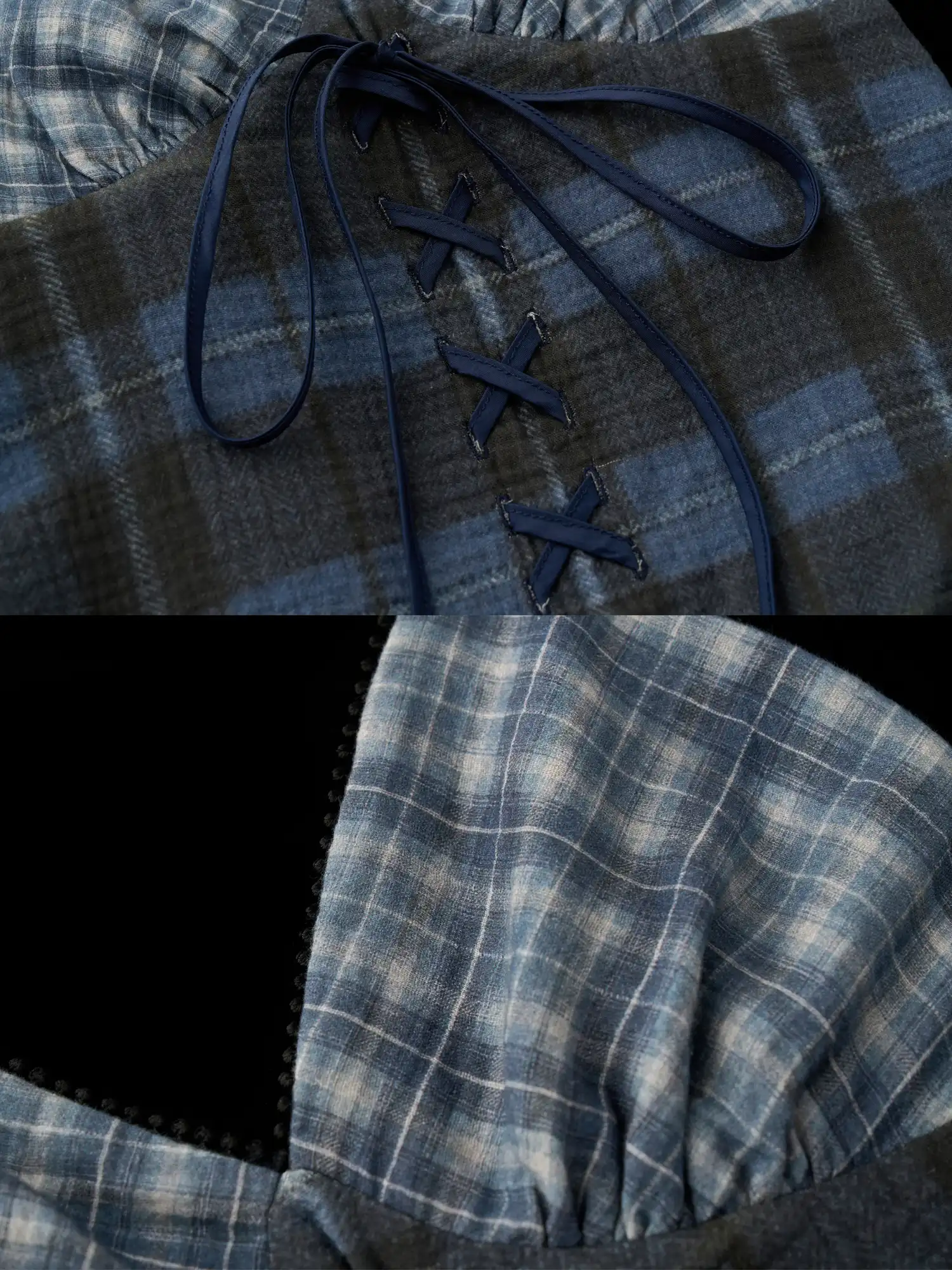 Blue Plaid Halterneck Mesh Mini Dress - Image 8