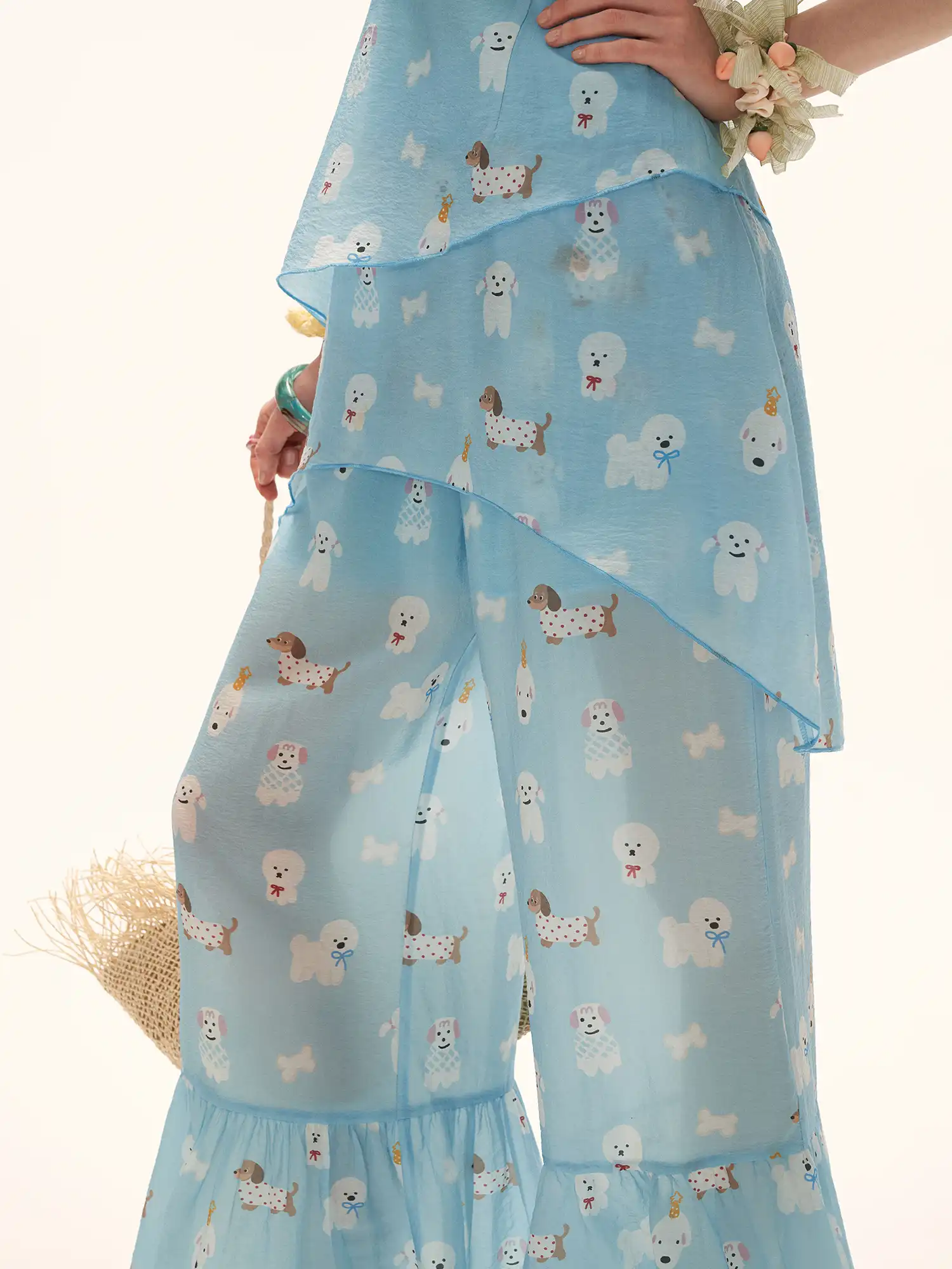 Blue Puppy Semi Sheer Palazzo Pants - Image 3