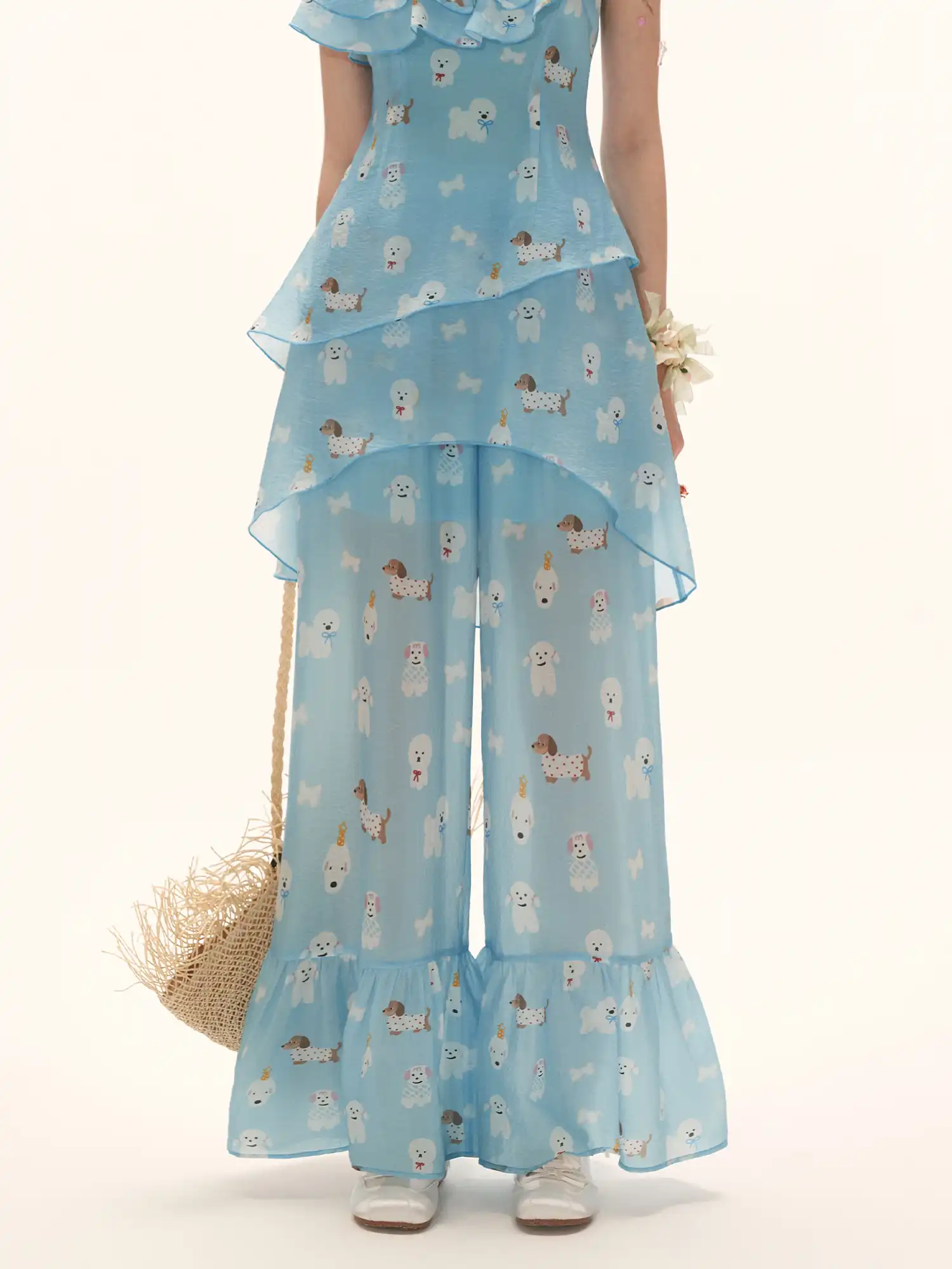 Blue Puppy Semi Sheer Palazzo Pants - Image 4