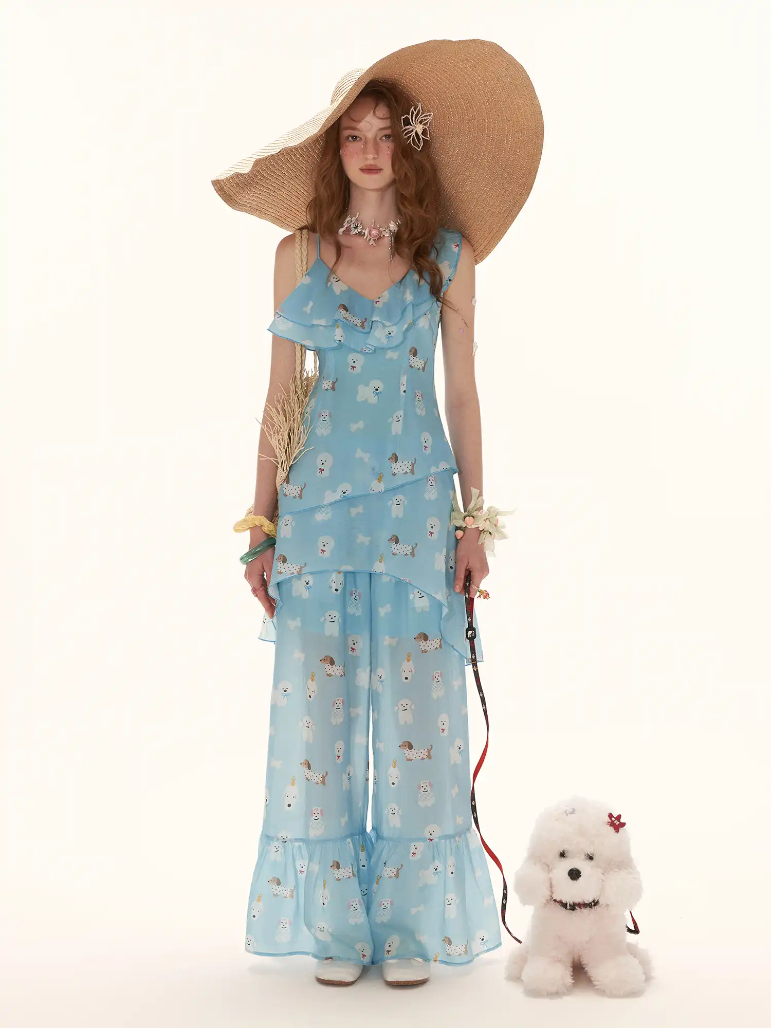 Blue Puppy Semi Sheer Palazzo Pants - Image 5