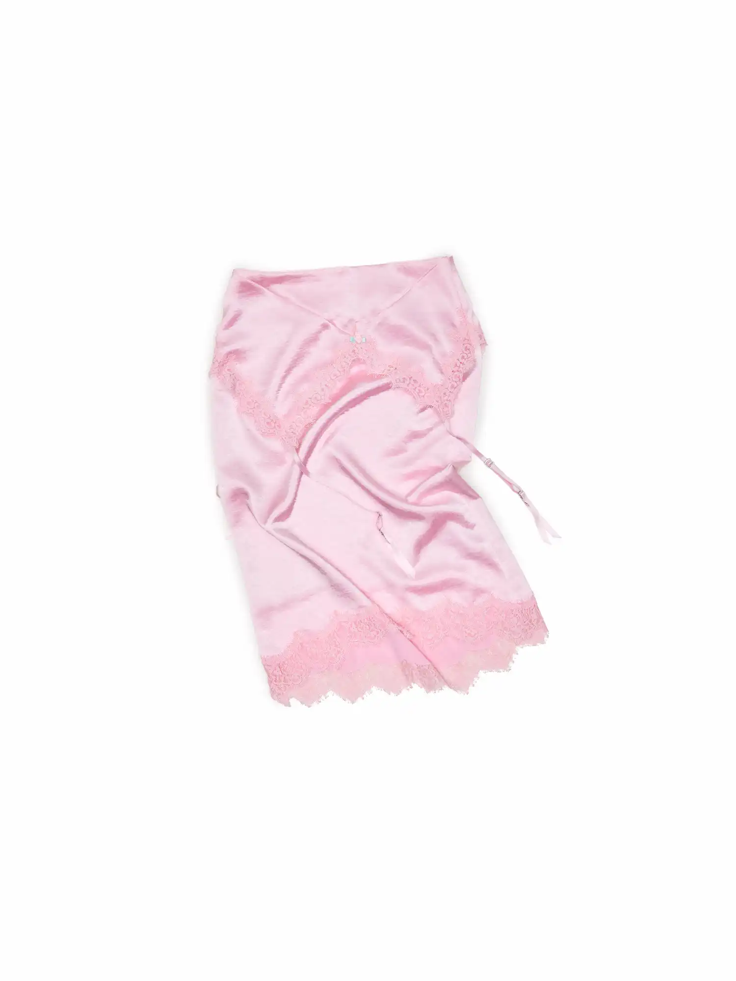 Bodycon Satin Lace Trim Midi Skirt - Image 3