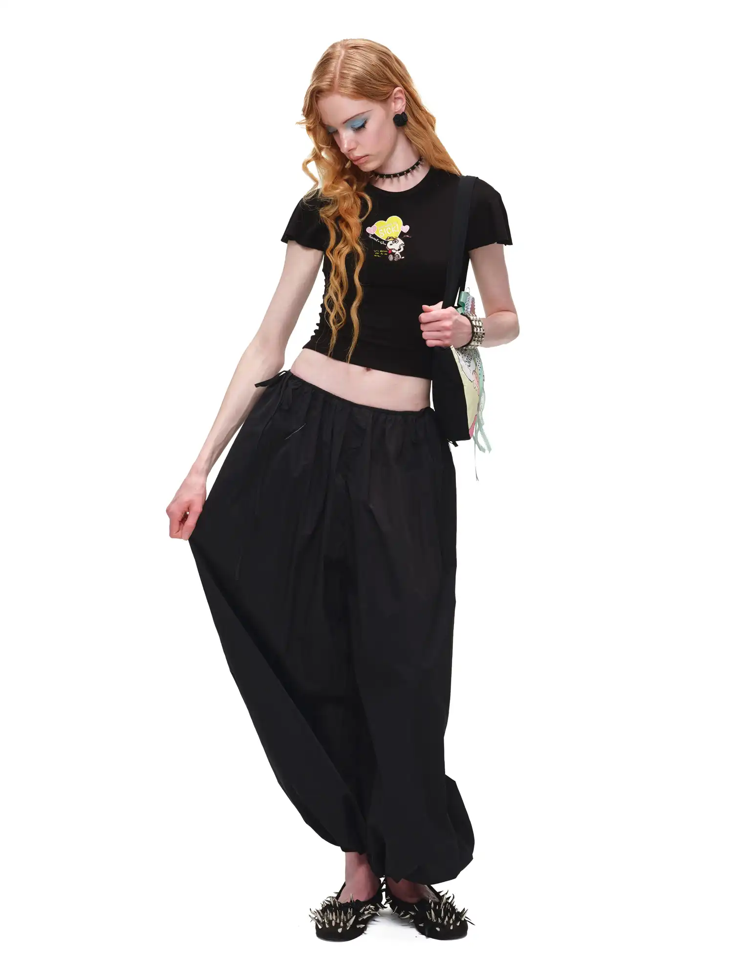 Bow Tie Pleated Tapered Nylon Track Pants - Image 11
