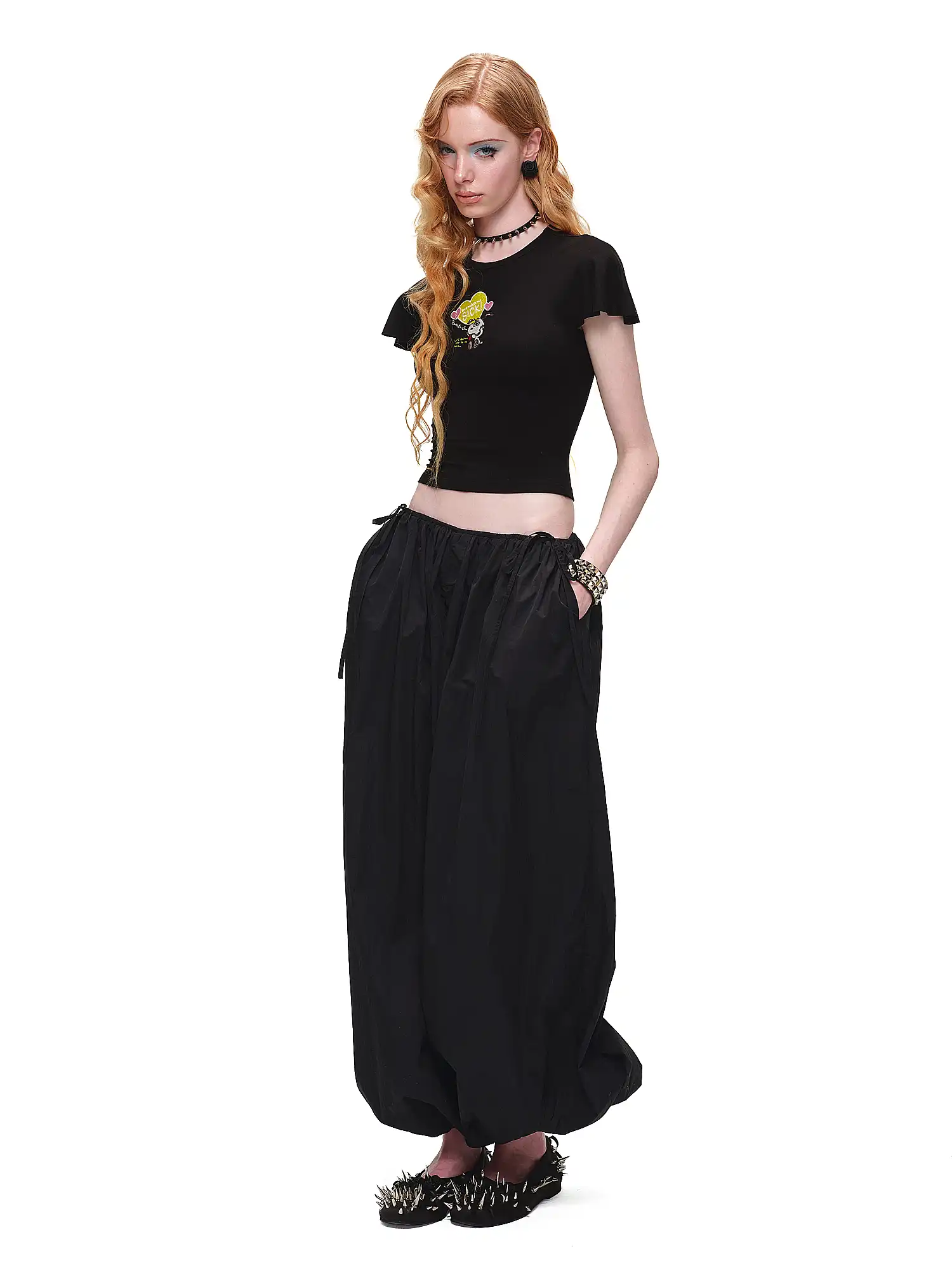 Bow Tie Pleated Tapered Nylon Track Pants - Image 12