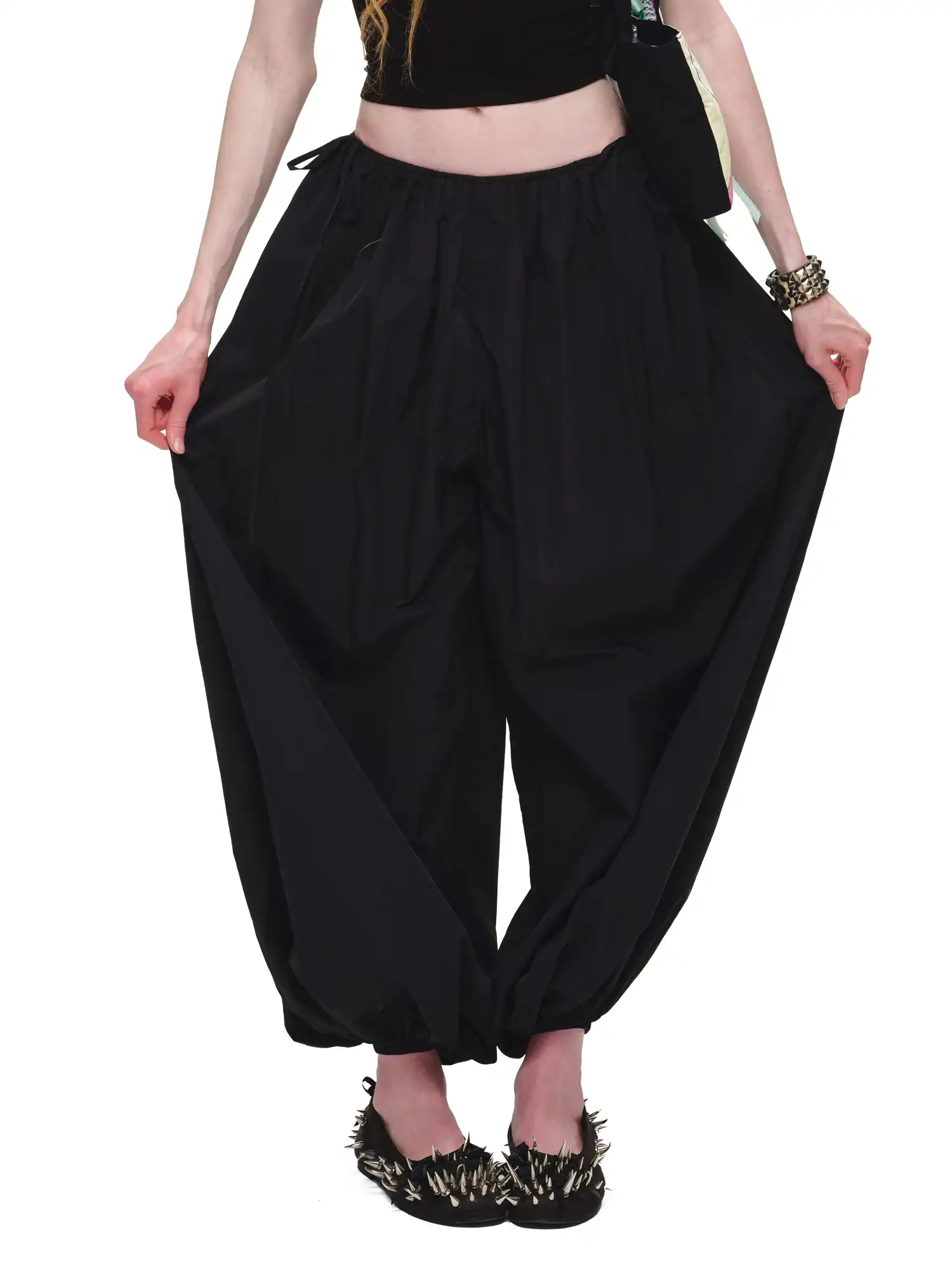 Bow Tie Pleated Tapered Nylon Track Pants - Image 9