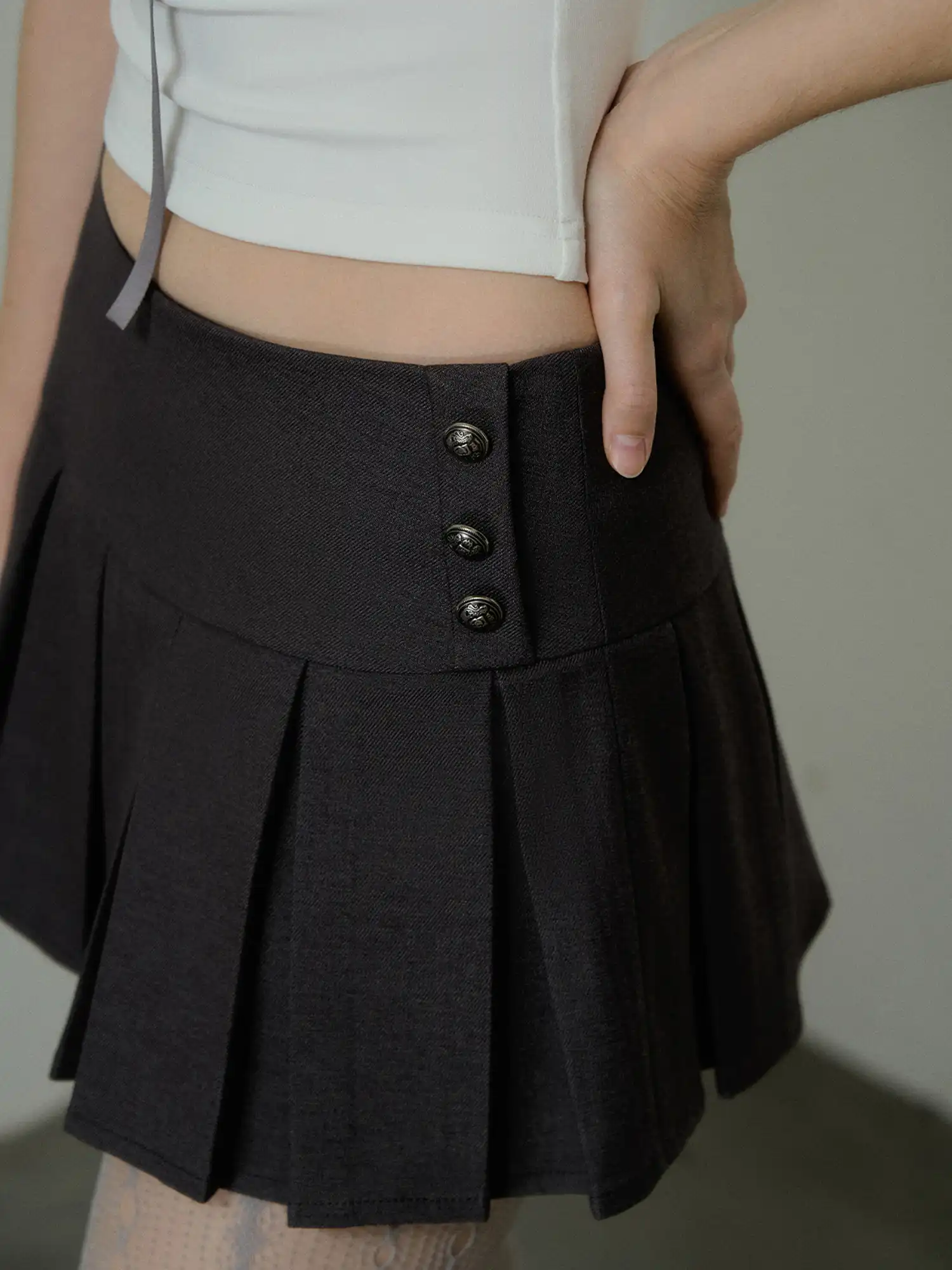 Box-Pleated Wool-Blend Mini Skirt