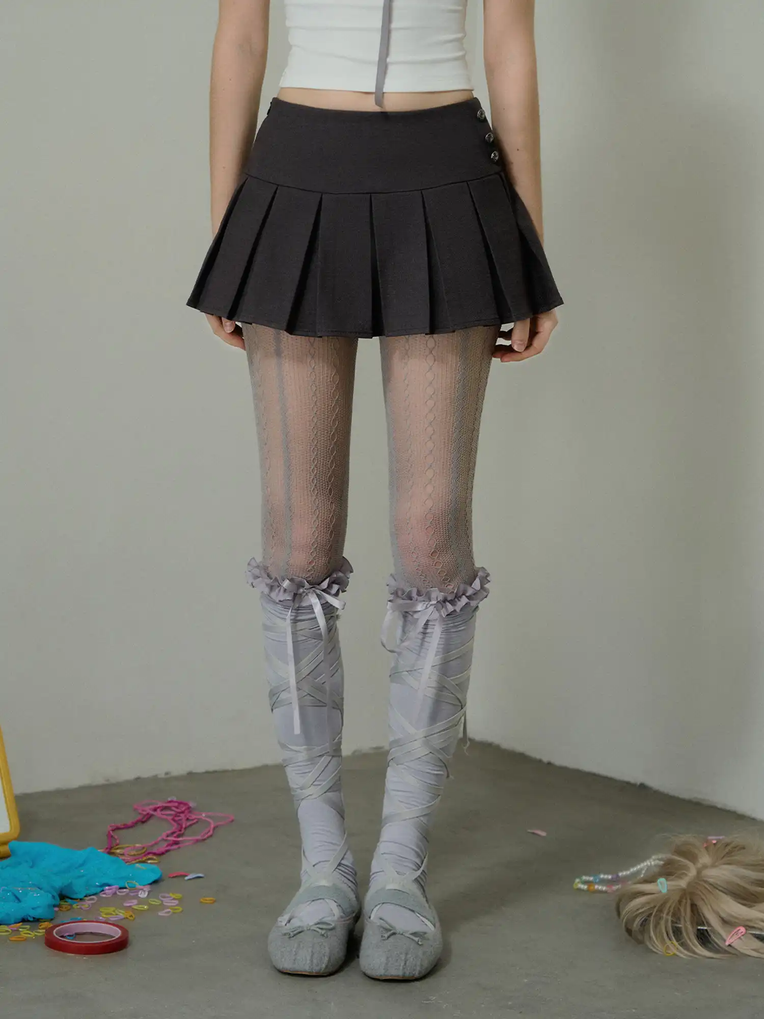 Box-Pleated Wool-Blend Mini Skirt - Image 3