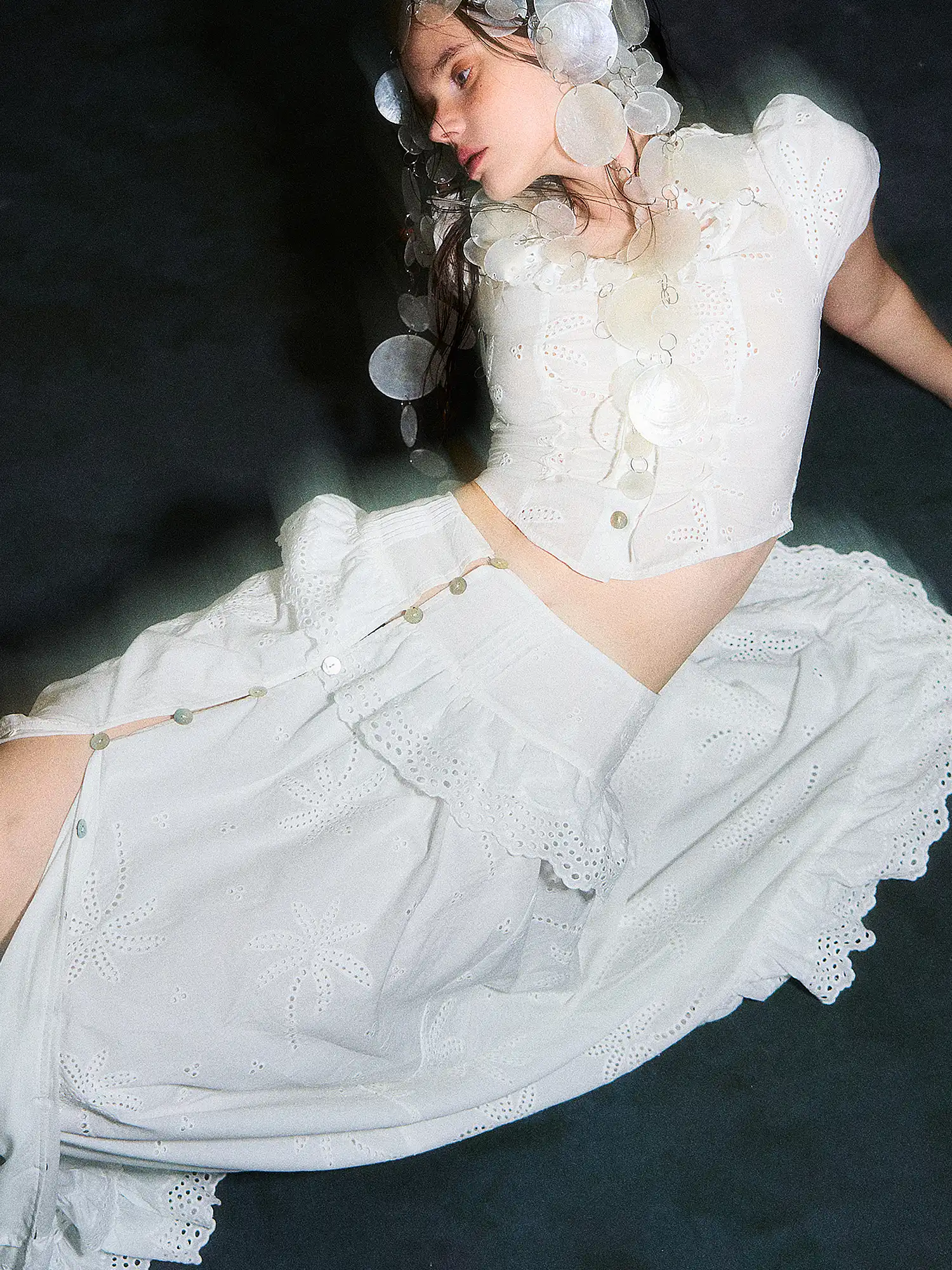 Broderie Anglaise Tiered Maxi Skirt - Image 4