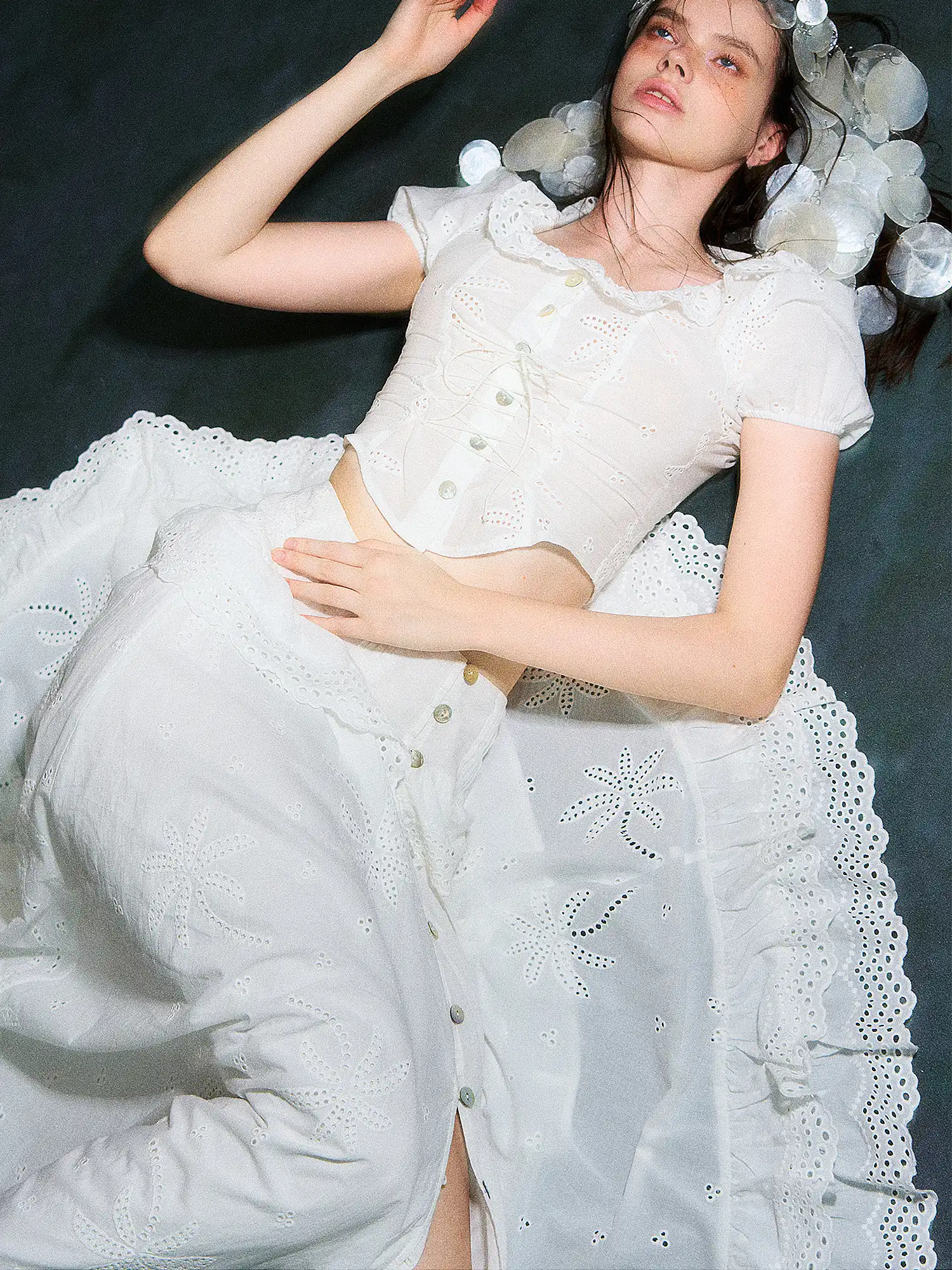 Broderie Anglaise Tiered Maxi Skirt - Image 5