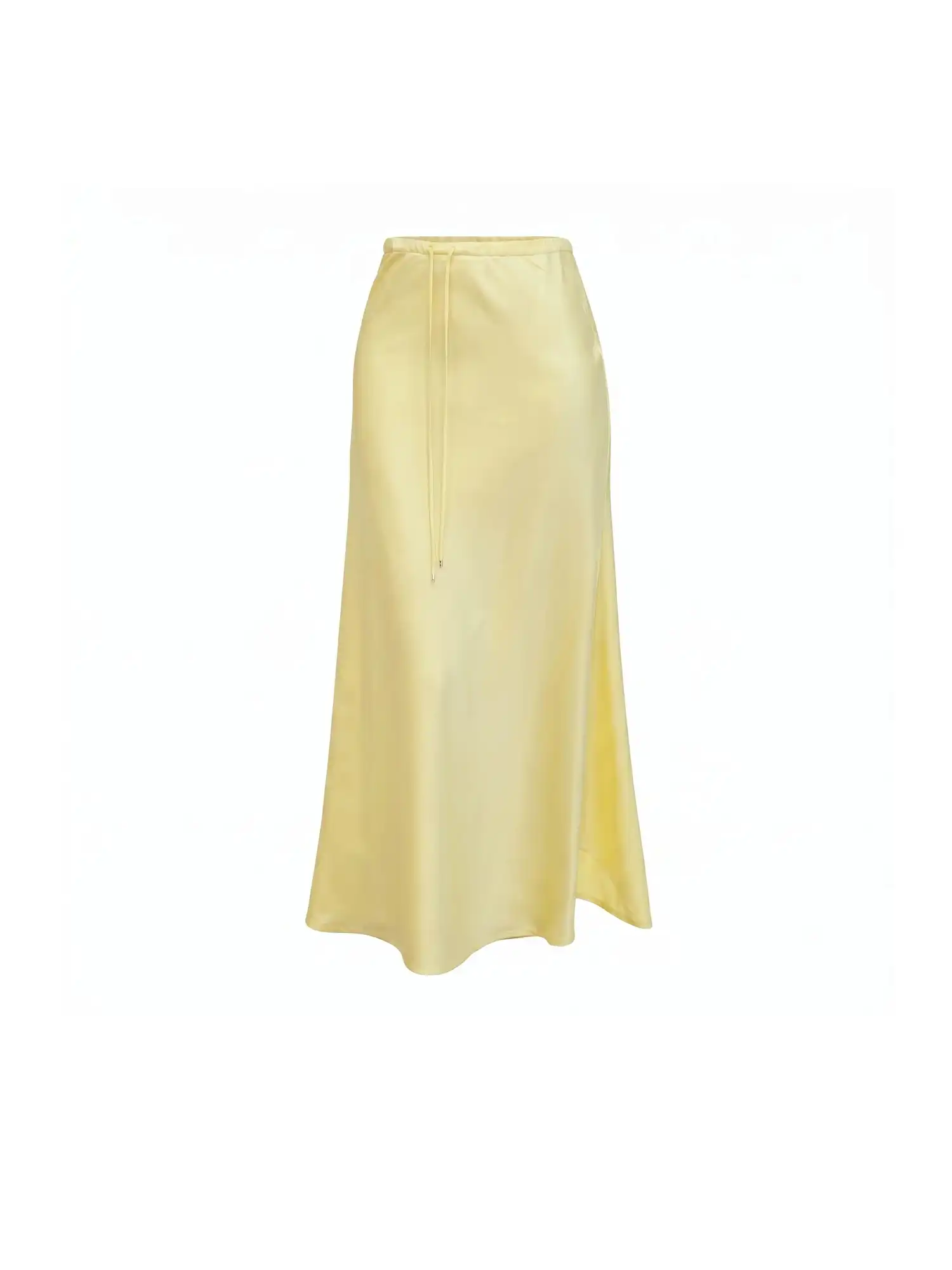 Butter Yellow Satin Fishtail Maxi Skirt - Image 2